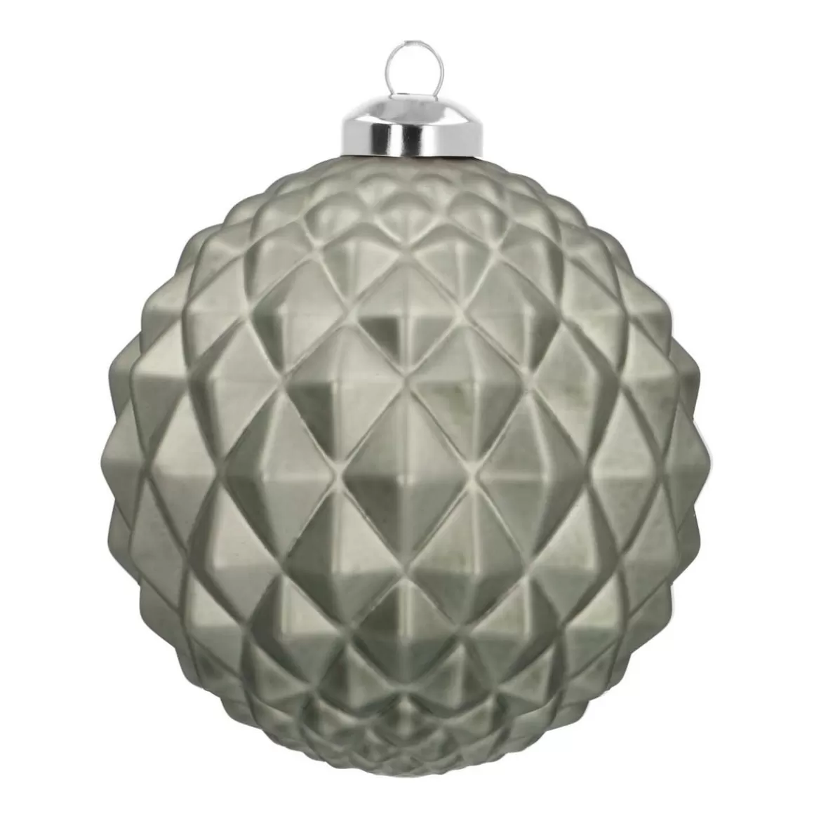 It's all about Christmas Christmas Baubles By Colour | Luxury Christmas Baubles-Luxury Glass Christmas Bauble With Geometric Relief 10 Cm Cottage Green