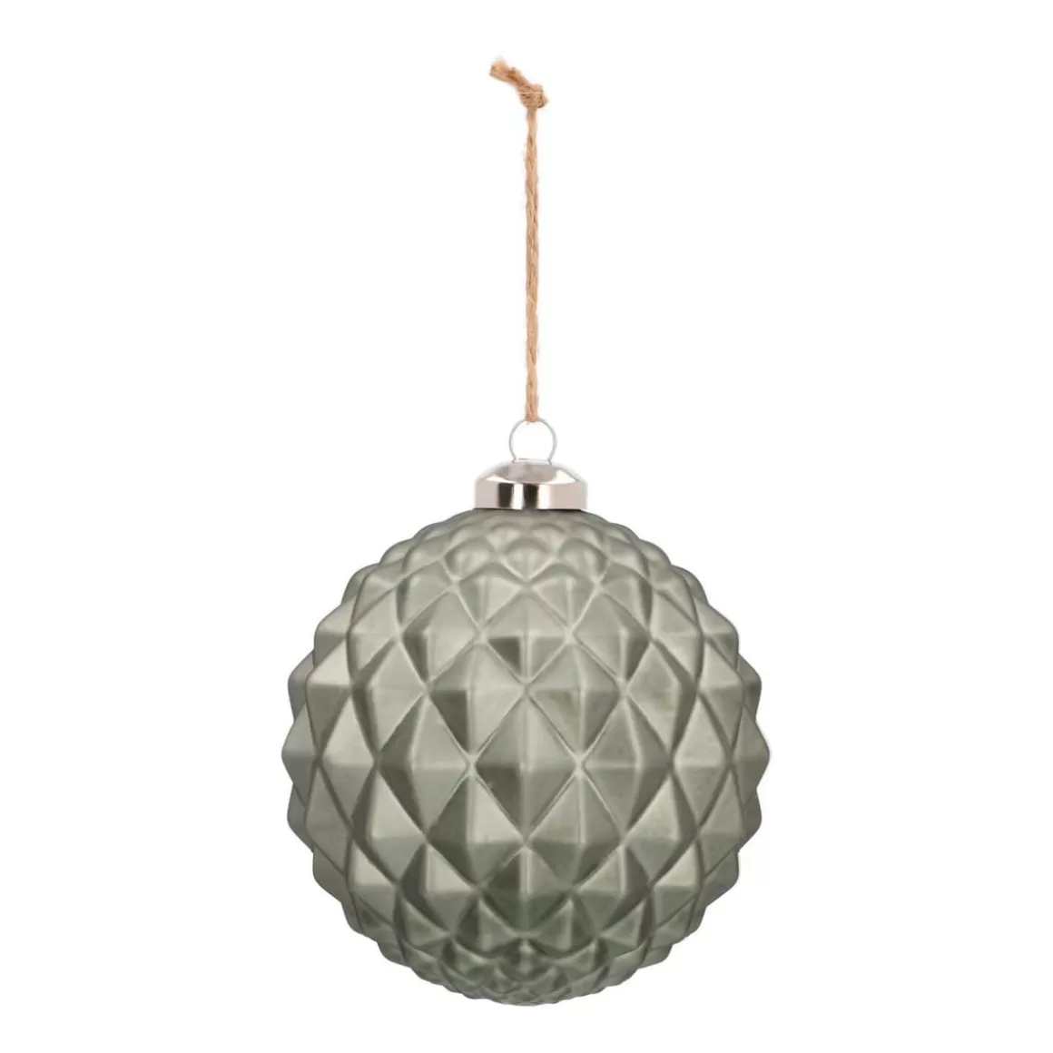 It's all about Christmas Christmas Baubles By Colour | Luxury Christmas Baubles-Luxury Glass Christmas Bauble With Geometric Relief 10 Cm Cottage Green