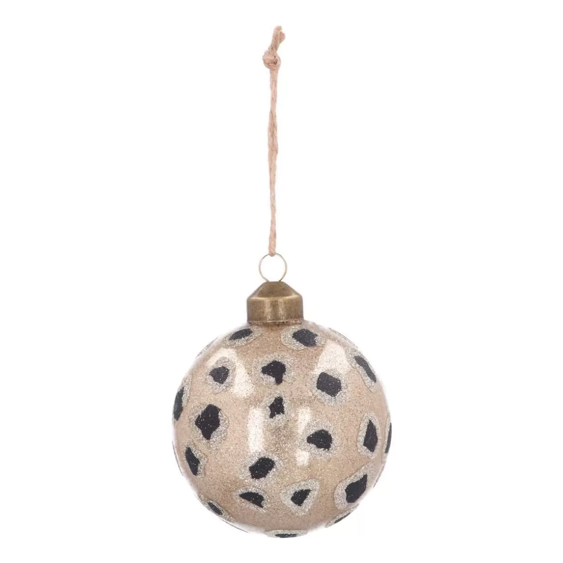 It's all about Christmas Christmas Baubles By Colour | Luxury Christmas Baubles-Luxury Glass Christmas Bauble With Leopard Print 8 Cm Light Gold