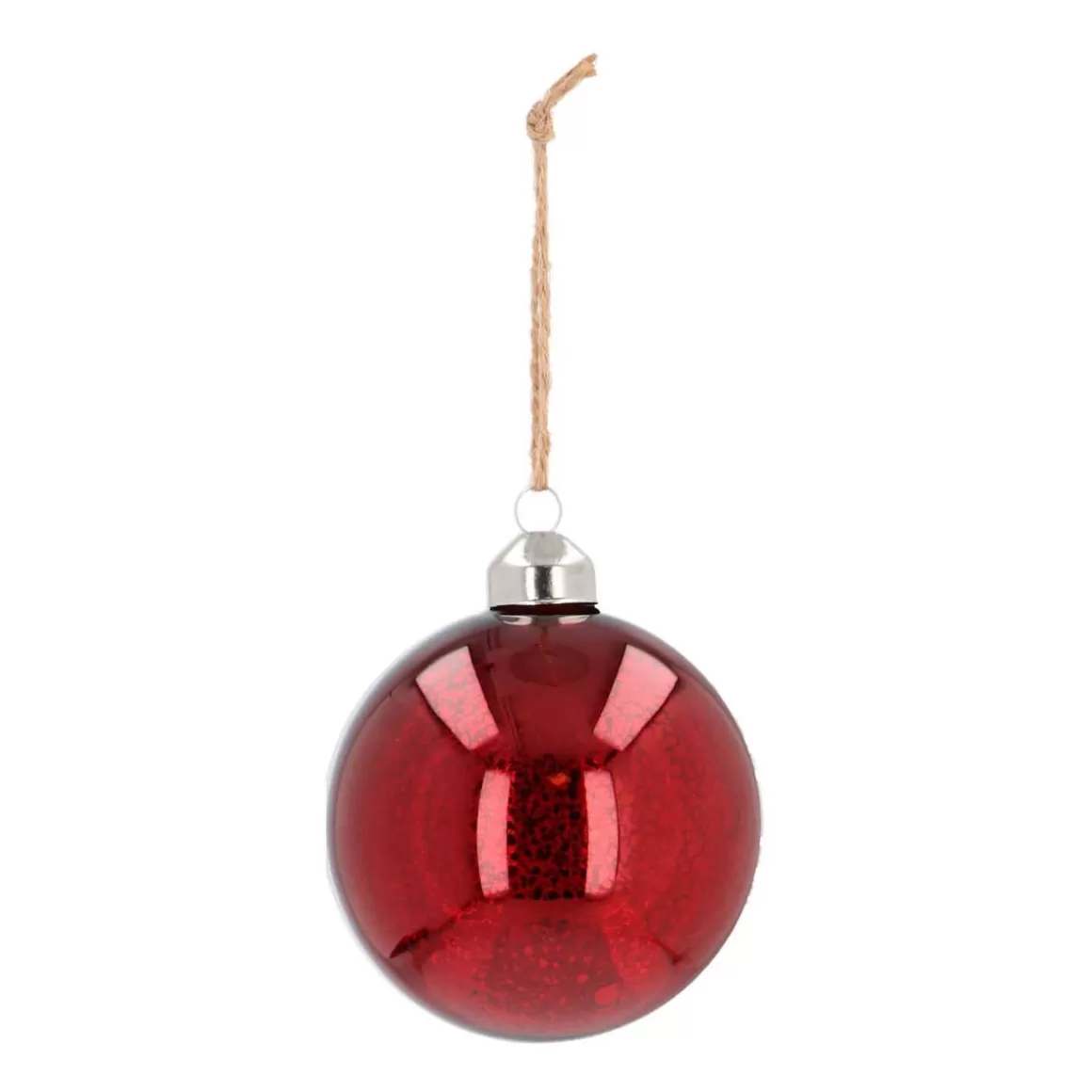 It's all about Christmas Christmas Baubles By Colour | Glass Christmas Baubles-Luxury Glass Christmas Bauble With Mercury Effect 10 Cm Red