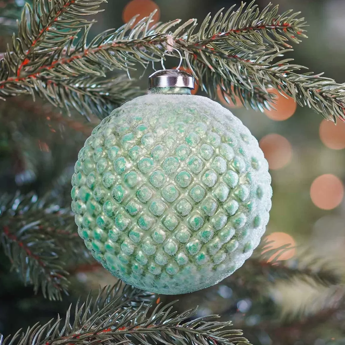 It's all about Christmas Extraordinary Baubles | Christmas Baubles By Colour-Luxury Glass Christmas Bauble With Relief 10 Cm Christmas Green