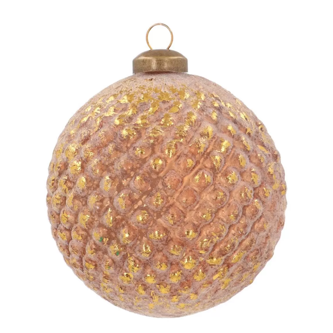 It's all about Christmas Christmas Baubles By Colour-Luxury Glass Christmas Bauble With Relief 10 Cm Taupe