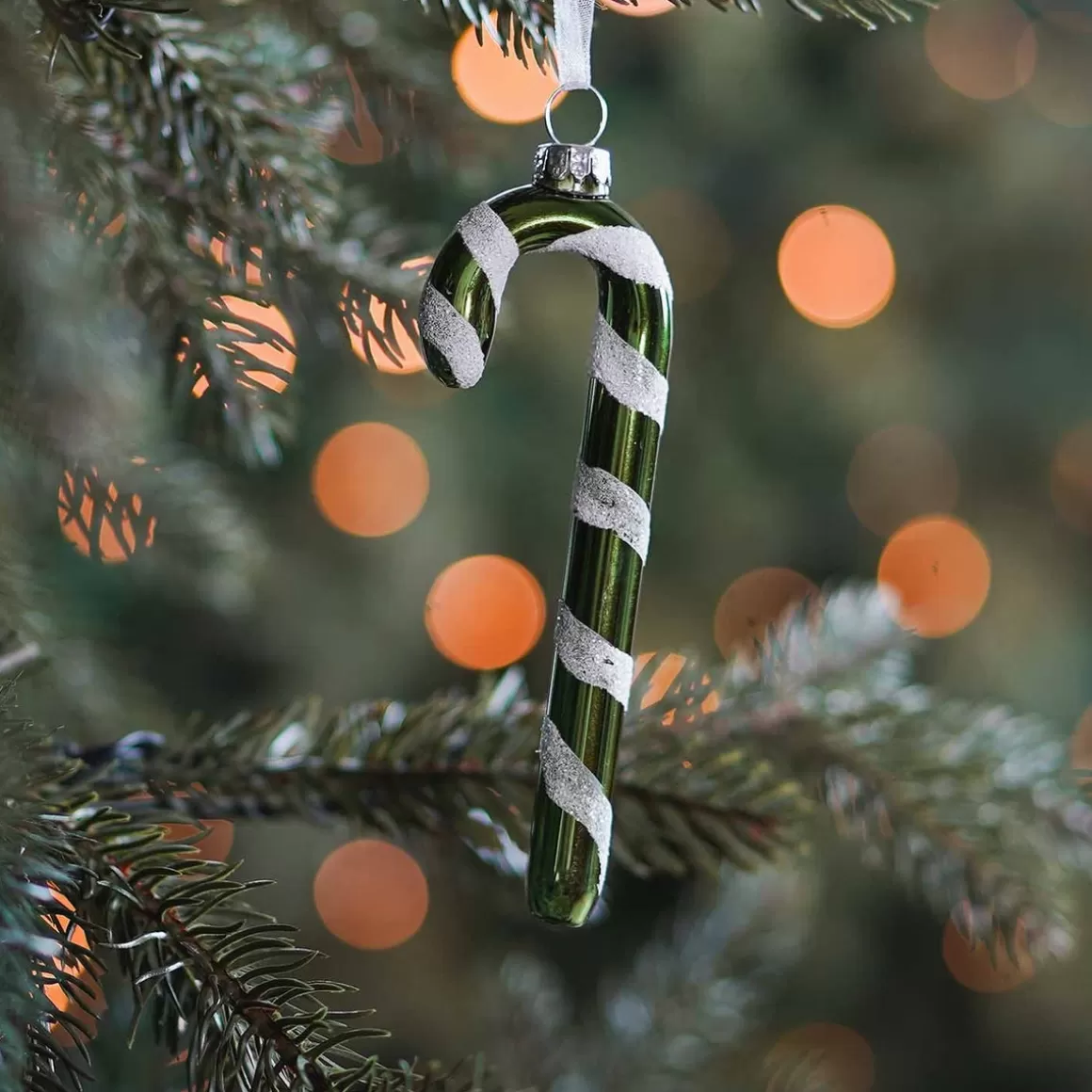 It's all about Christmas Christmas Ornaments-Luxury Glass Hanger Candy Cane 12cm Green White