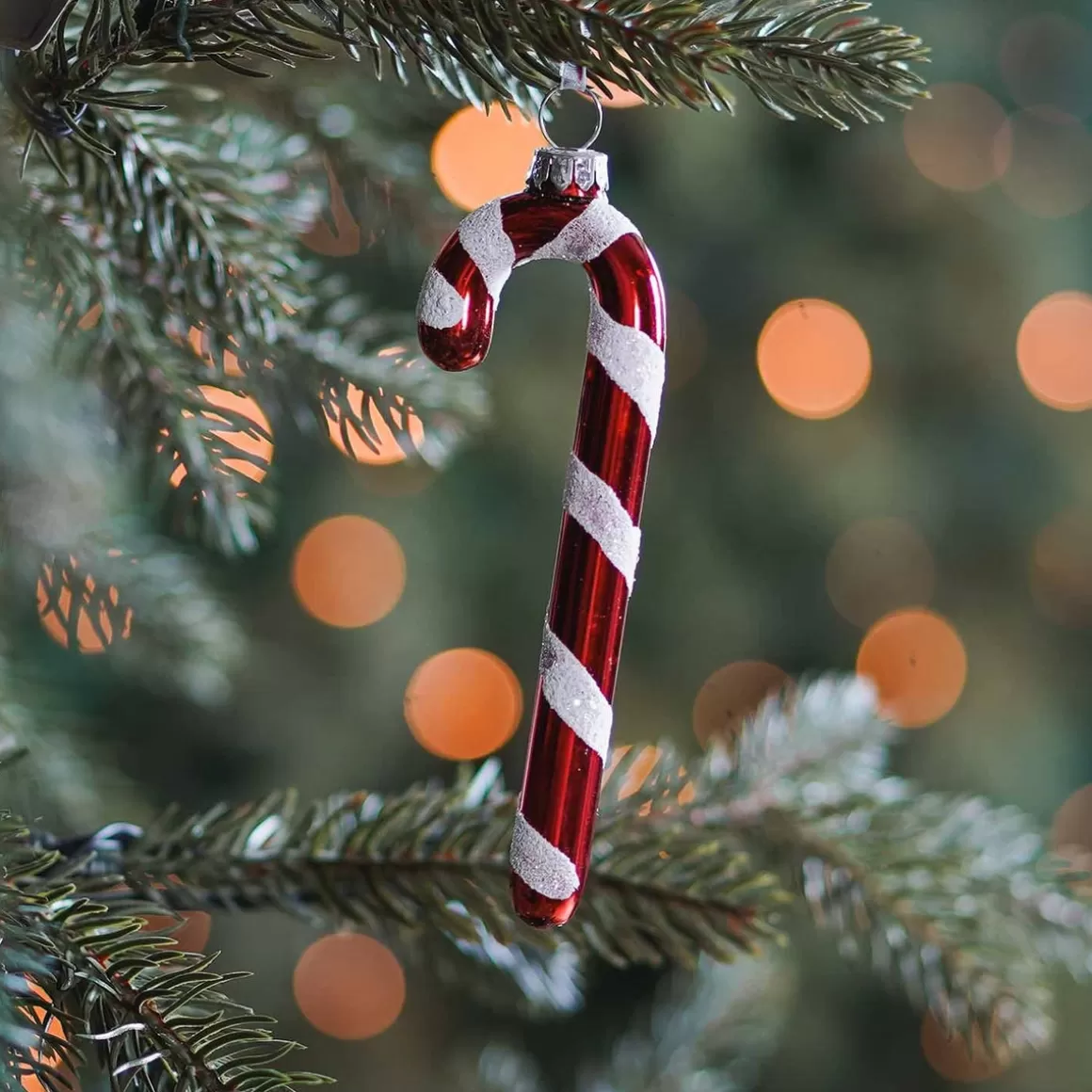 It's all about Christmas Christmas Ornaments-Luxury Glass Hanger Candy Cane 12cm Red White