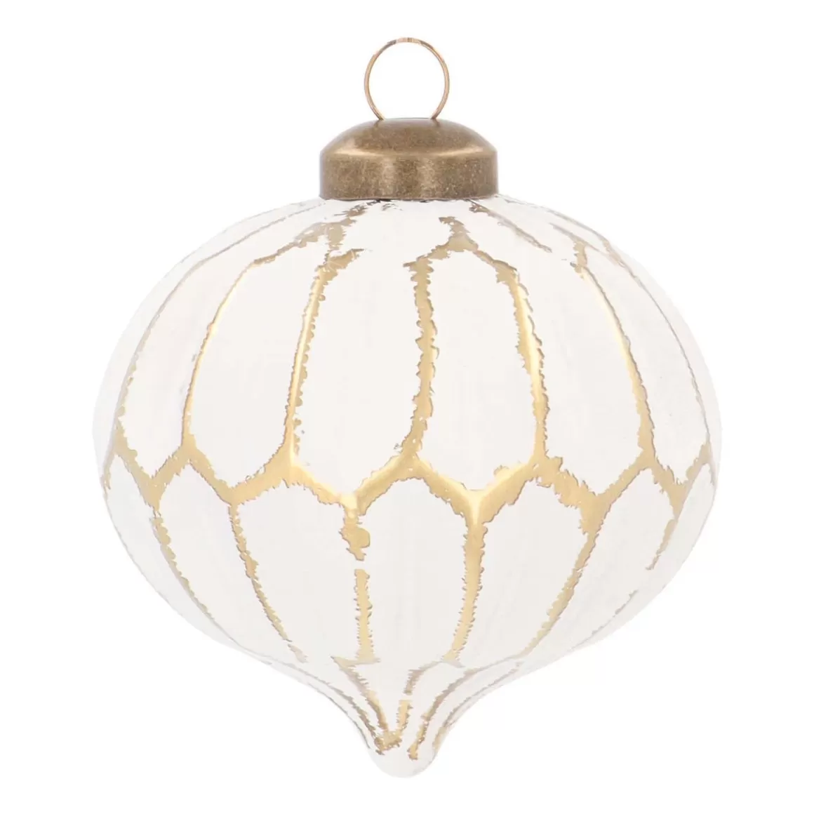 It's all about Christmas Christmas Ornaments | Christmas Baubles By Colour-Luxury Glass Onion Christmas Bauble Geometric 8 Cm White-champagne