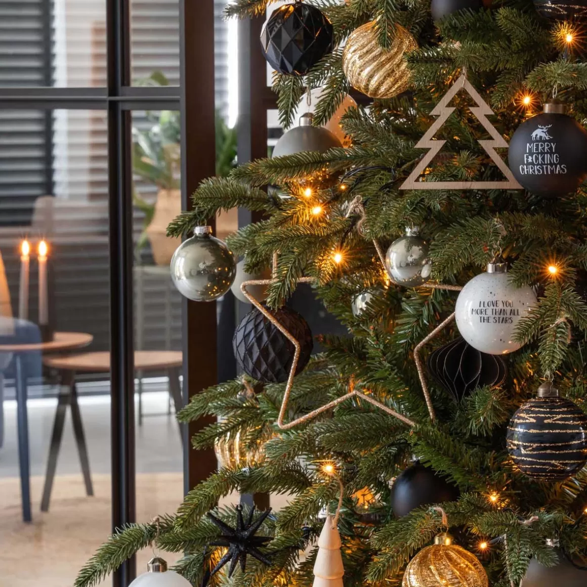 It's all about Christmas Funny Christmas Baubles | Christmas Baubles By Colour-Luxury Glass Printed Christmas Babule 8 Cm ''I Love You More Than All The Stars''
