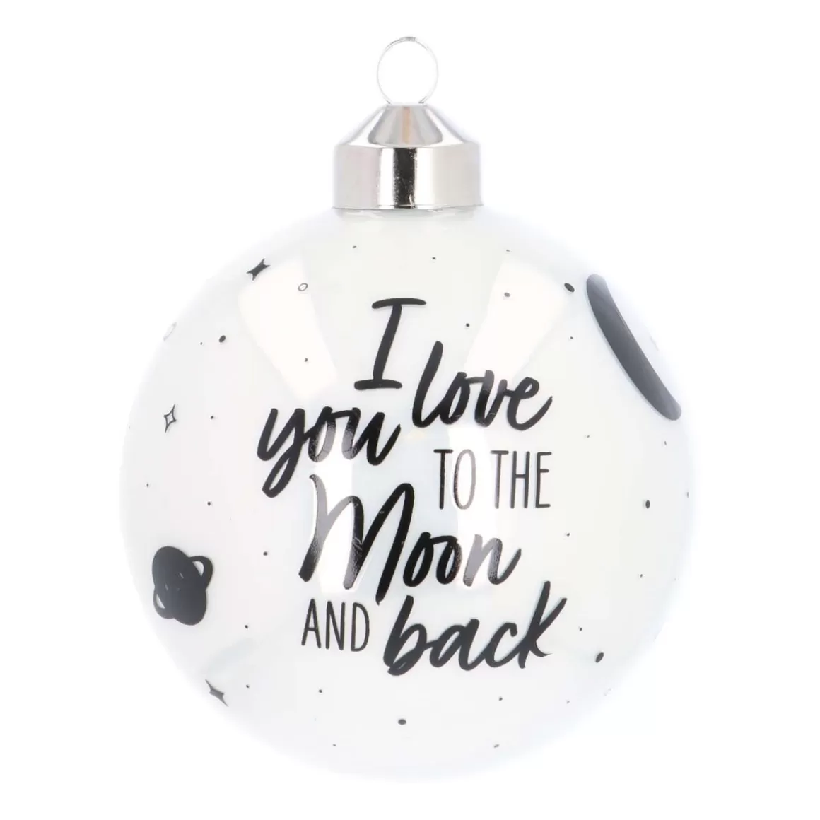 It's all about Christmas Christmas Baubles By Colour | Luxury Christmas Baubles-Luxury Glass Printed Christmas Babule 8 Cm ''I Love You To The Moon And Back''