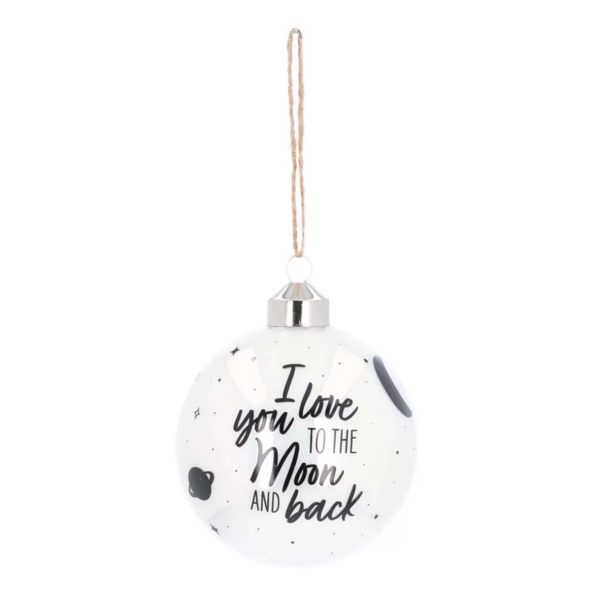 It's all about Christmas Christmas Baubles By Colour | Luxury Christmas Baubles-Luxury Glass Printed Christmas Babule 8 Cm ''I Love You To The Moon And Back''
