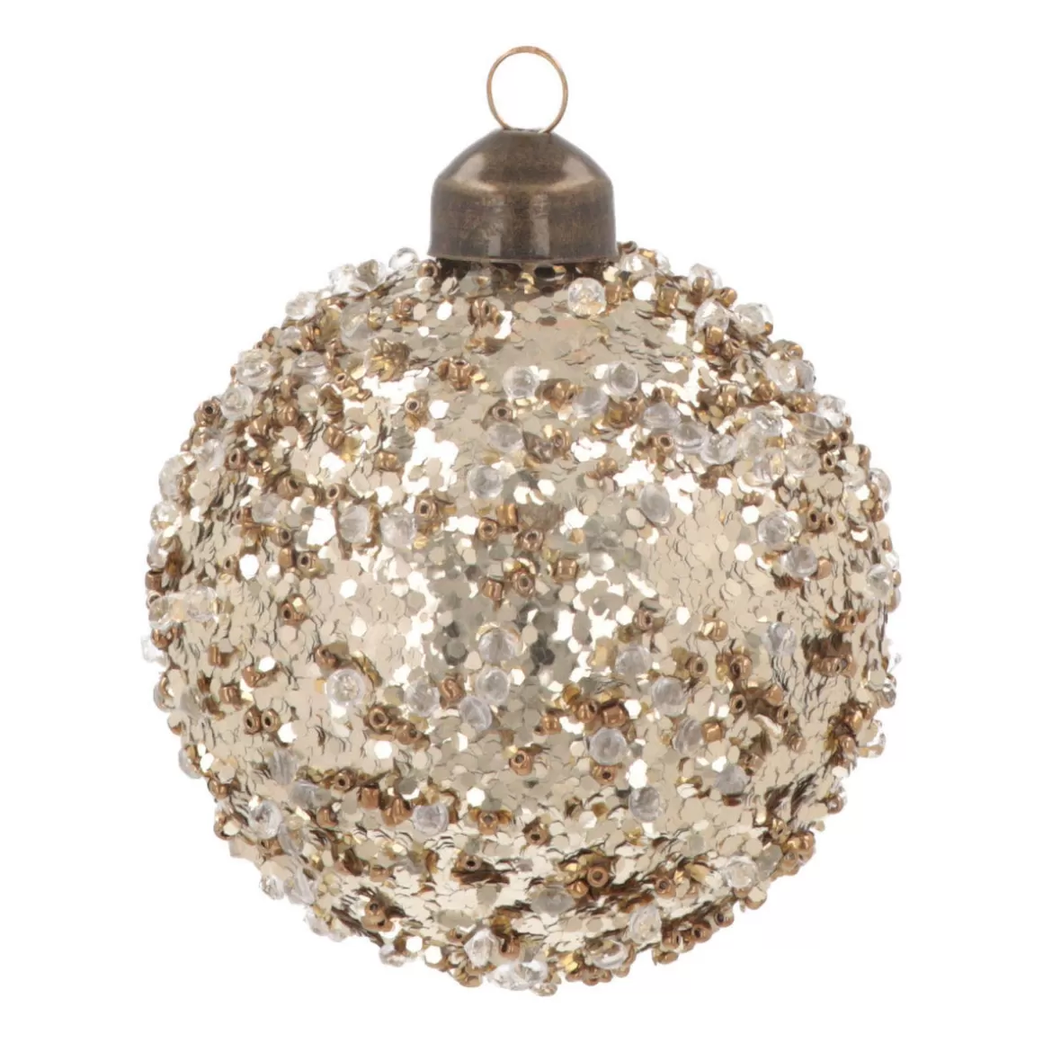 It's all about Christmas Extraordinary Baubles | Christmas Baubles By Colour-Luxury Sequin Bauble | Glass | Taupe | 8cm