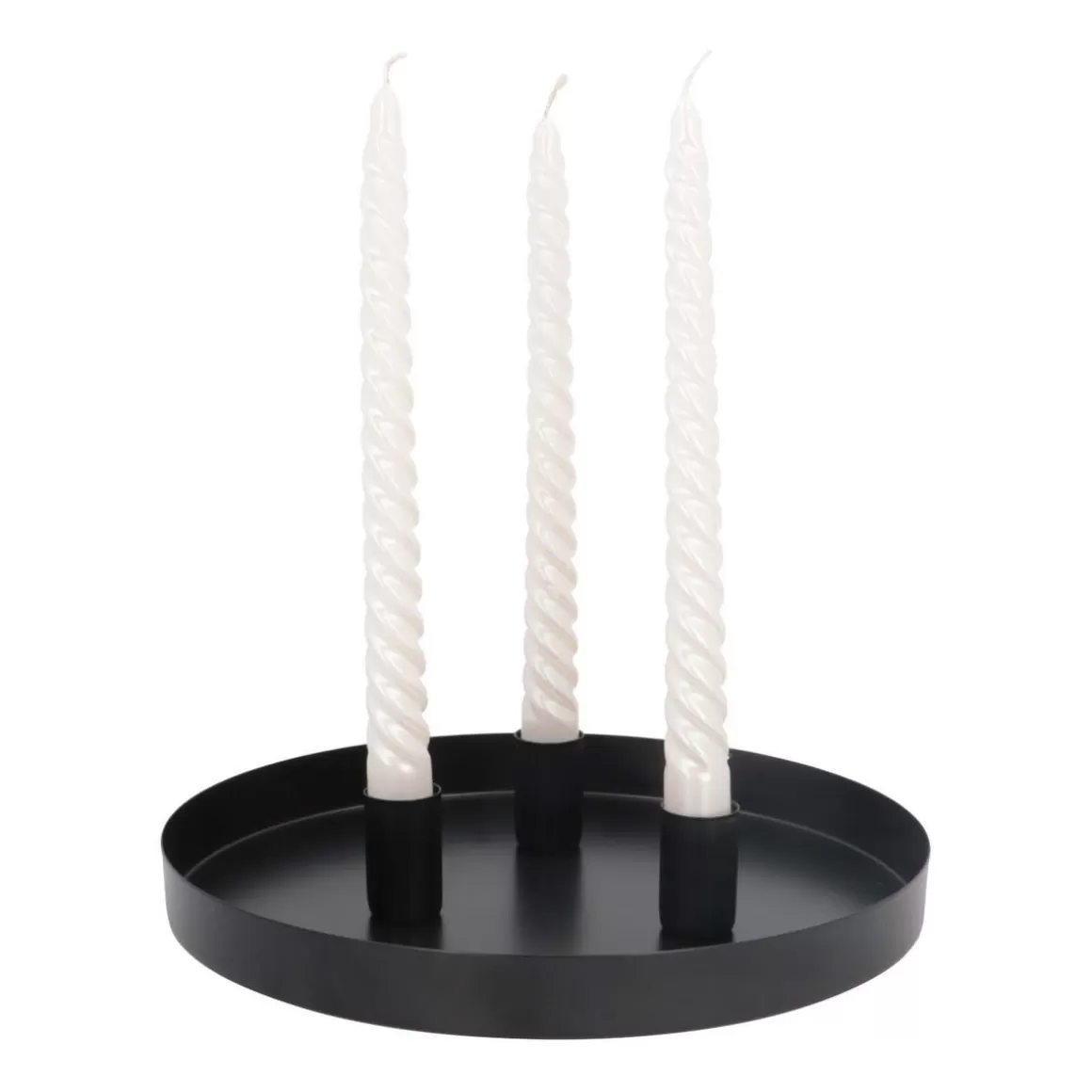 It's all about Christmas Home Accessories For Christmas-Magnetic Candle Tray | Ø 25 Cm | Matte Black | Includes Candle Holders