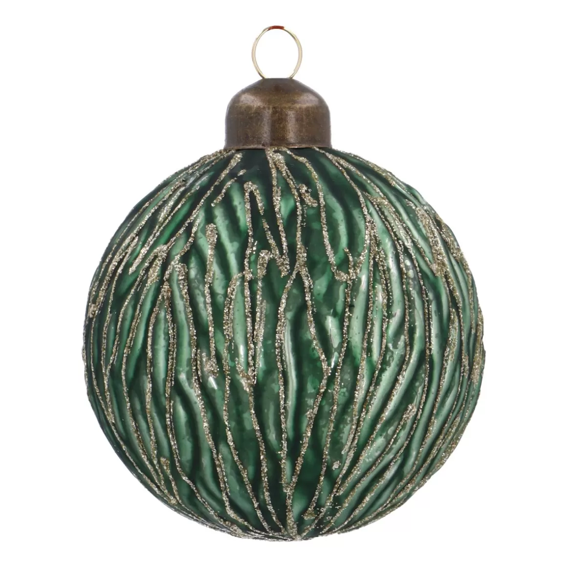 It's all about Christmas Extraordinary Baubles | Christmas Baubles By Colour-Matte Green Christmas Bauble With Organic Lines