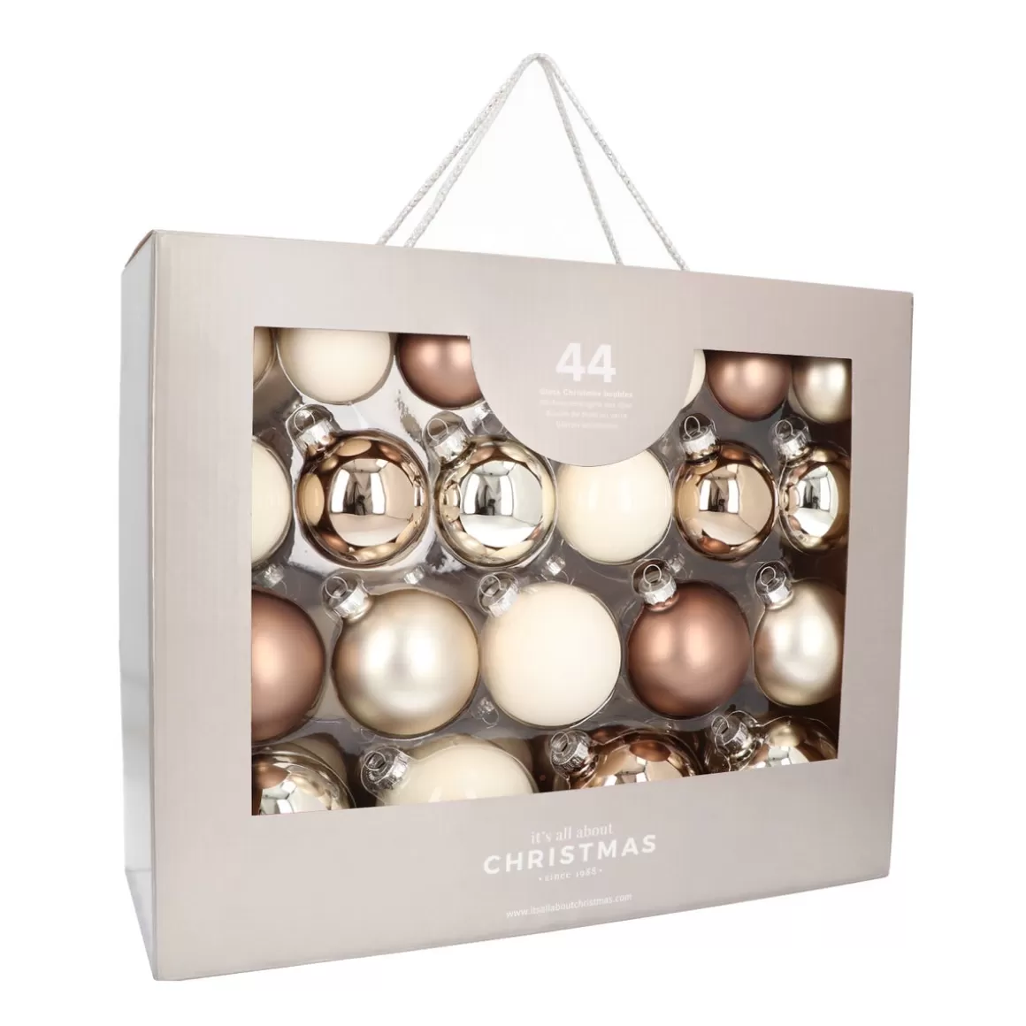It's all about Christmas Christmas Baubles By Colour | Christmas Bauble Sets-Modern Scandi Natural Bauble Set 44 Pieces In A Handy Box