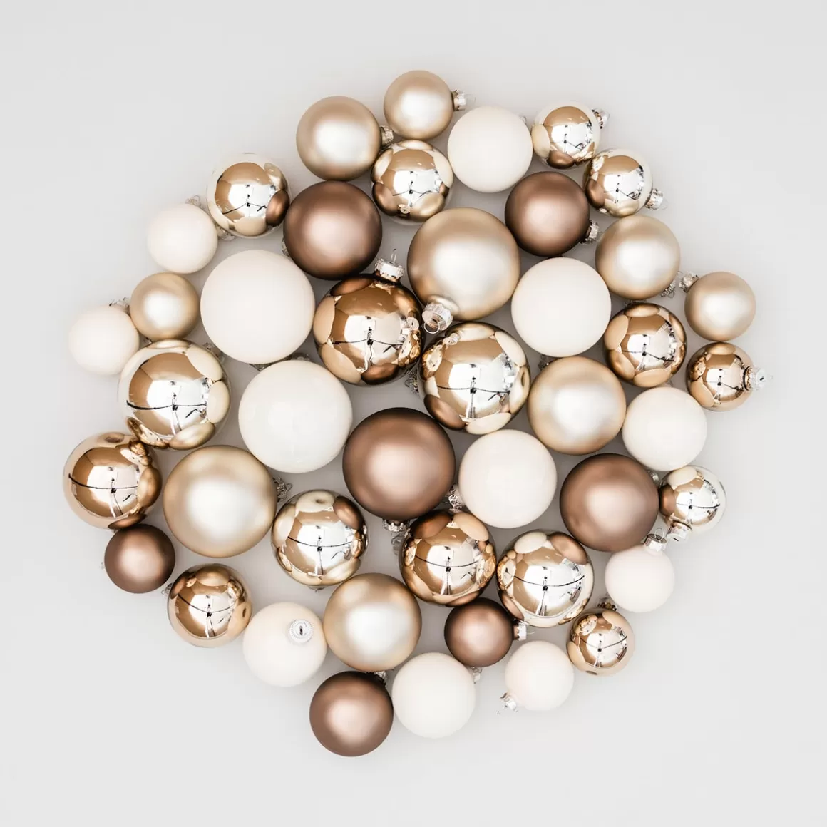 It's all about Christmas Christmas Baubles By Colour | Christmas Bauble Sets-Modern Scandi Natural Bauble Set 44 Pieces In A Handy Box