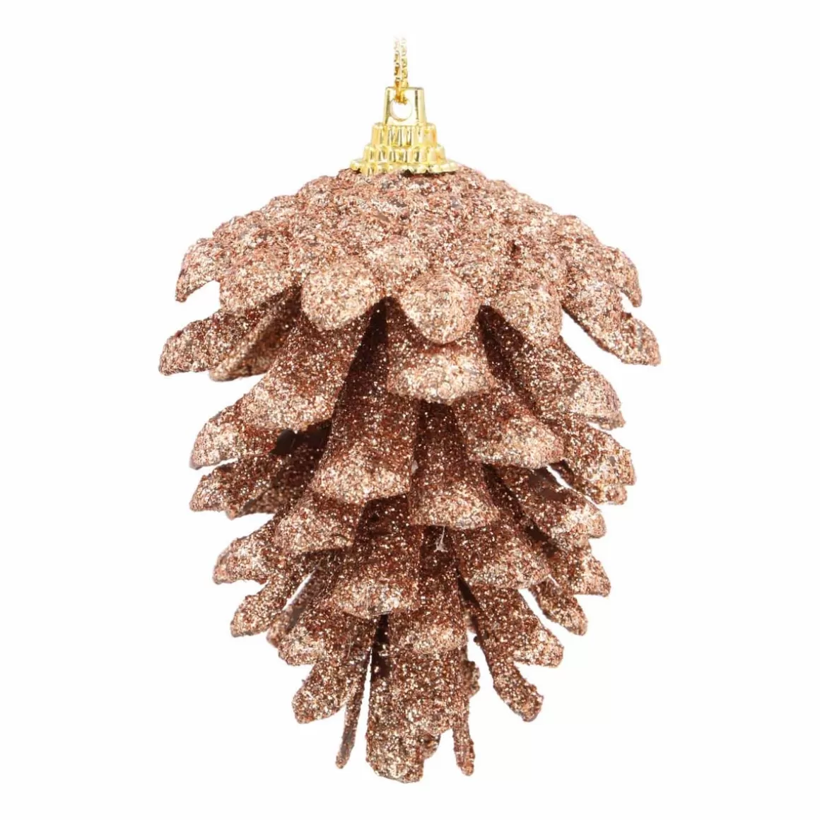 It's all about Christmas Christmas Ornaments-Natural Pine Cone Ornament | Bronze Glitter | 8 Cm