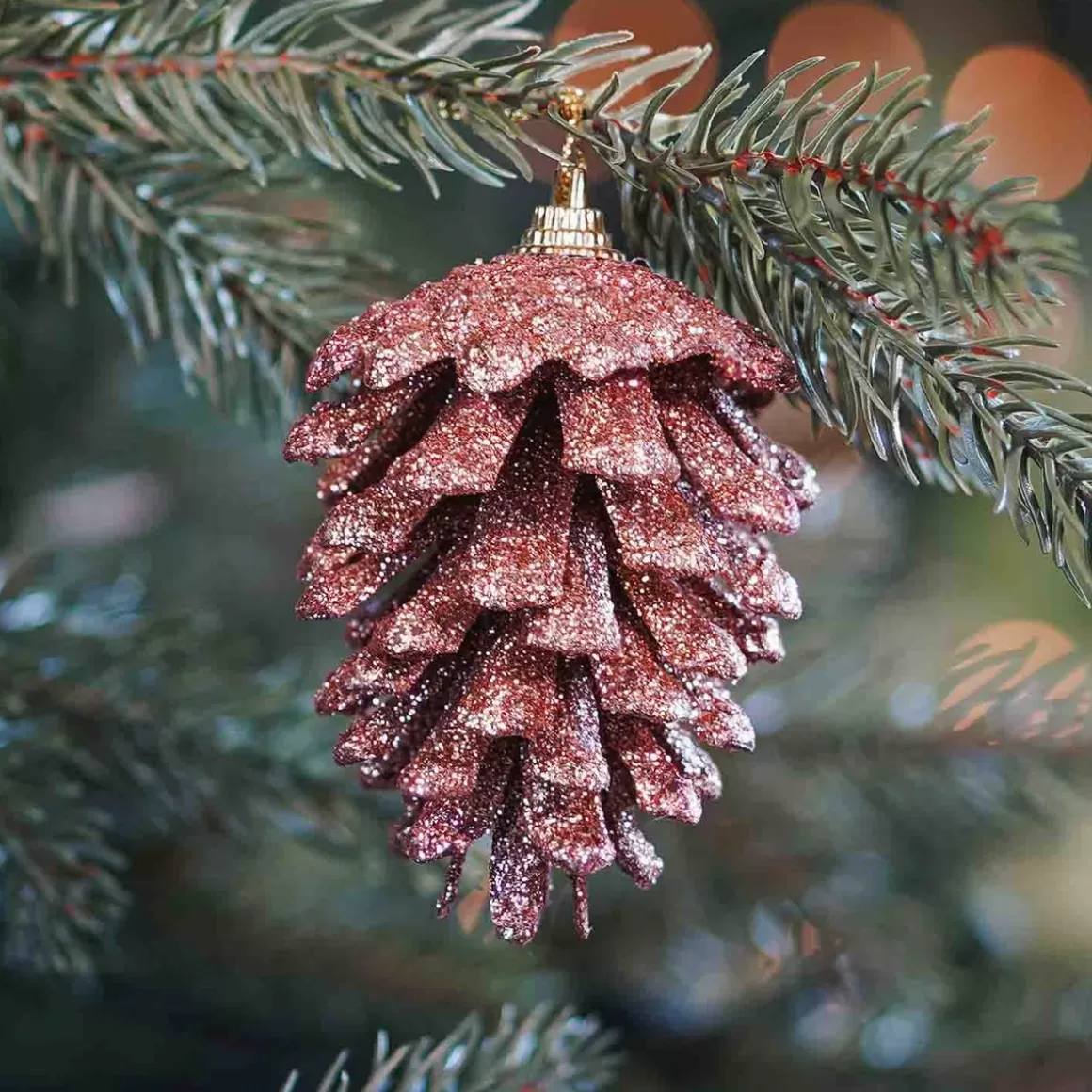 It's all about Christmas Christmas Ornaments-Natural Pine Cone Ornament | Bronze Glitter | 8 Cm