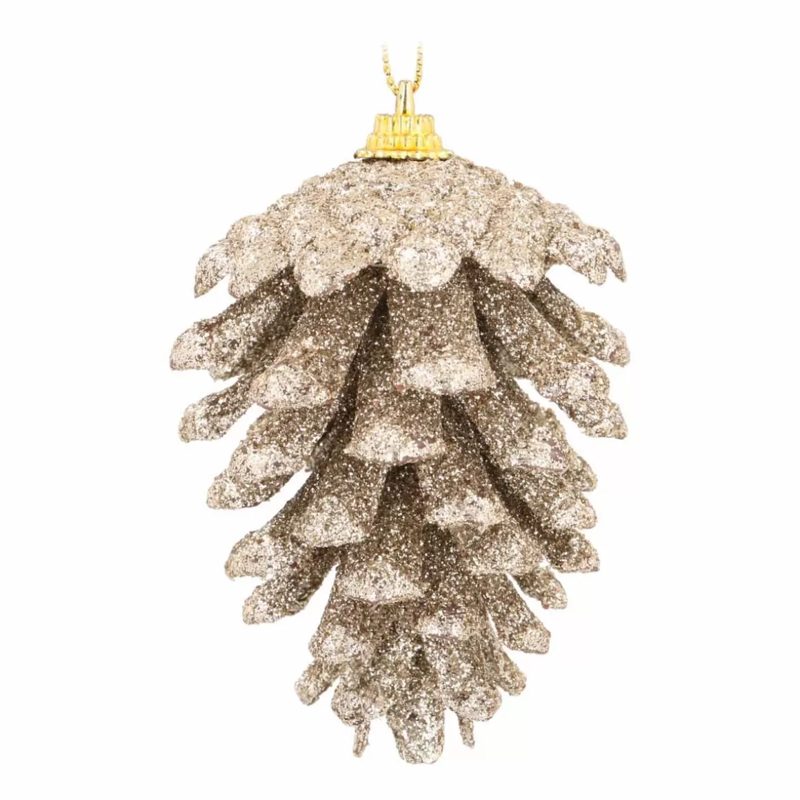 It's all about Christmas Christmas Ornaments-Natural Pine Cone Ornament | Champagne Glitter | 8 Cm