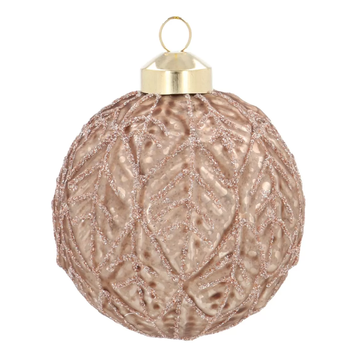 It's all about Christmas Christmastree Decorations Glass | Extraordinary Baubles-Nostalgic Brown Christmas Bauble With Leaf Motif