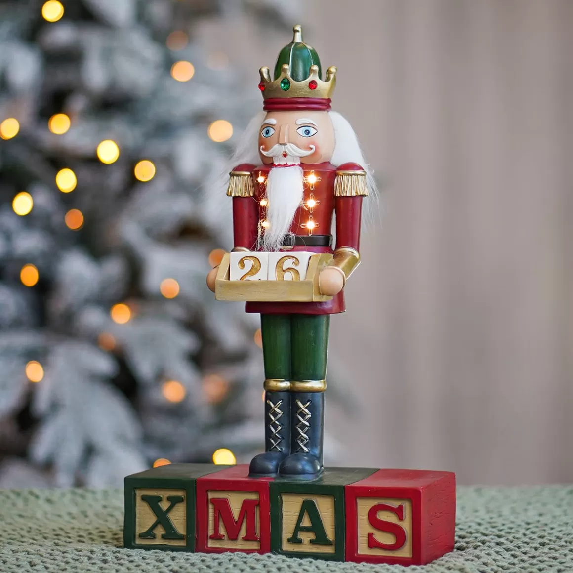 It's all about Christmas Christmas Figurines-Nutcracker With Advent Countdown Calendar | With LED | 35cm