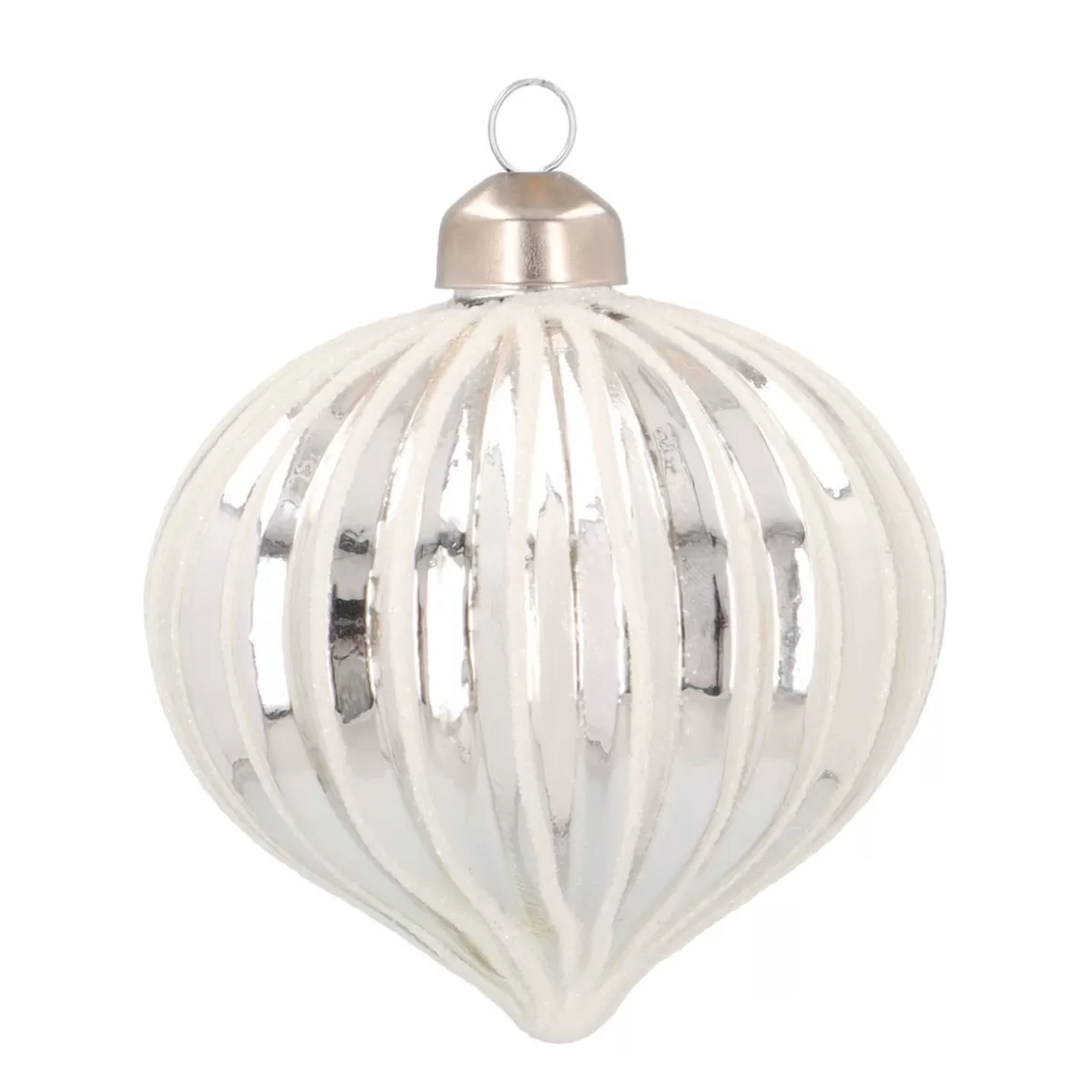 It's all about Christmas Christmas Ornaments | Glass Christmas Baubles-Onion Glass Bauble Lampion | Silver | 8 Cm