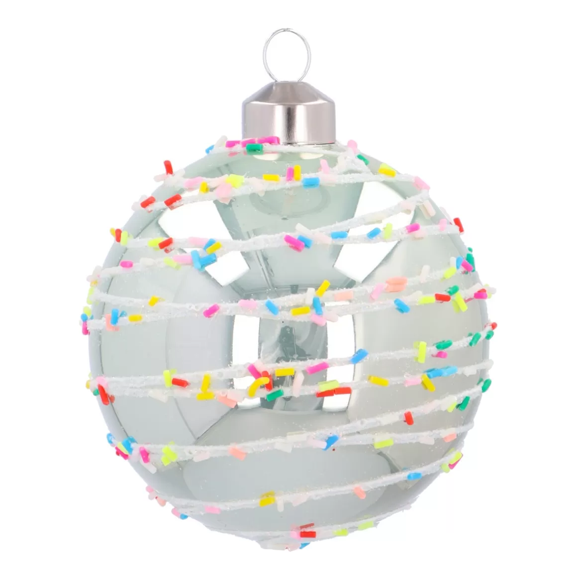 It's all about Christmas Christmastree Decorations Glass | Extraordinary Baubles-Pastel Green Christmas Bauble With Colorful Speckles