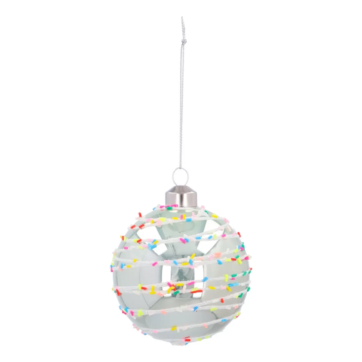 It's all about Christmas Christmastree Decorations Glass | Extraordinary Baubles-Pastel Green Christmas Bauble With Colorful Speckles