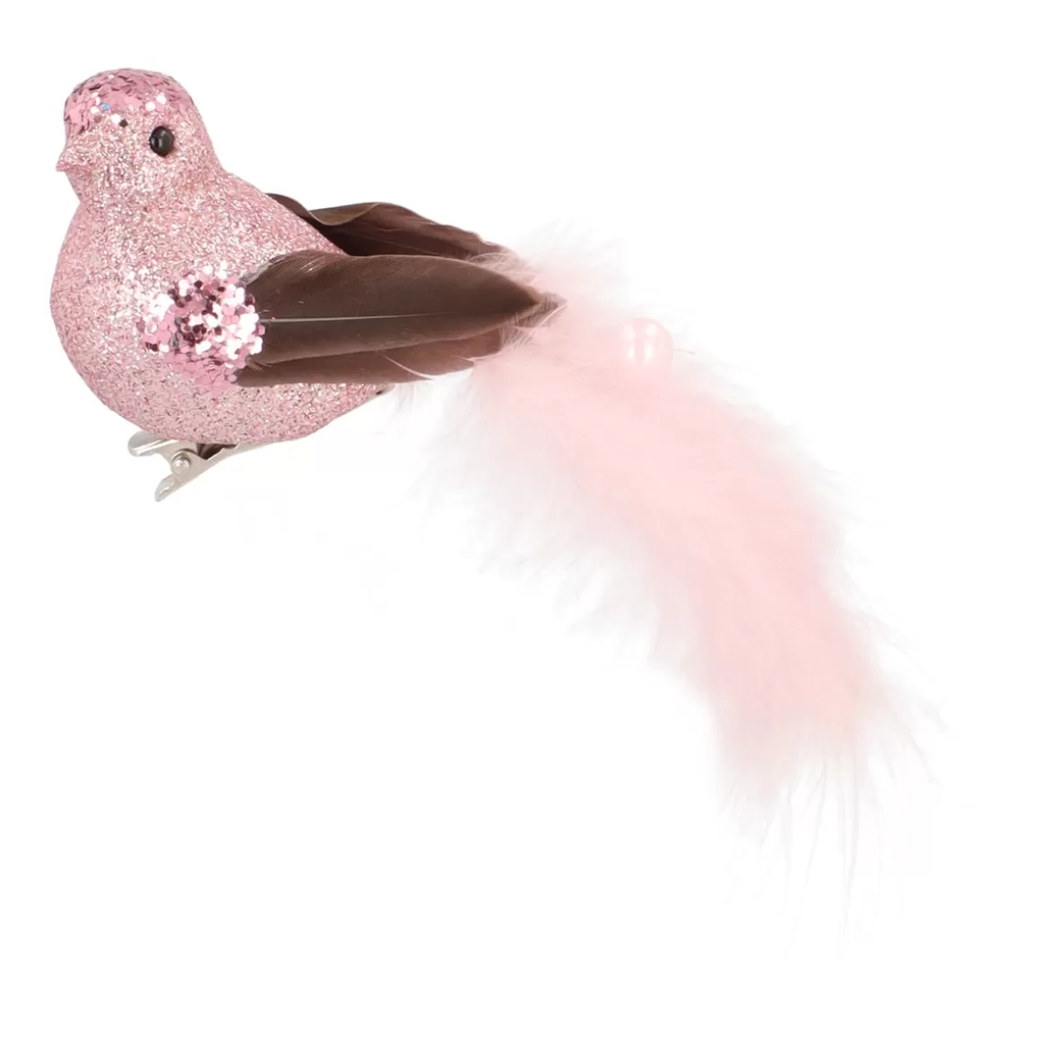 It's all about Christmas Clip On Tree Decorations-Pink Bird On A Clip With Soft Feathers