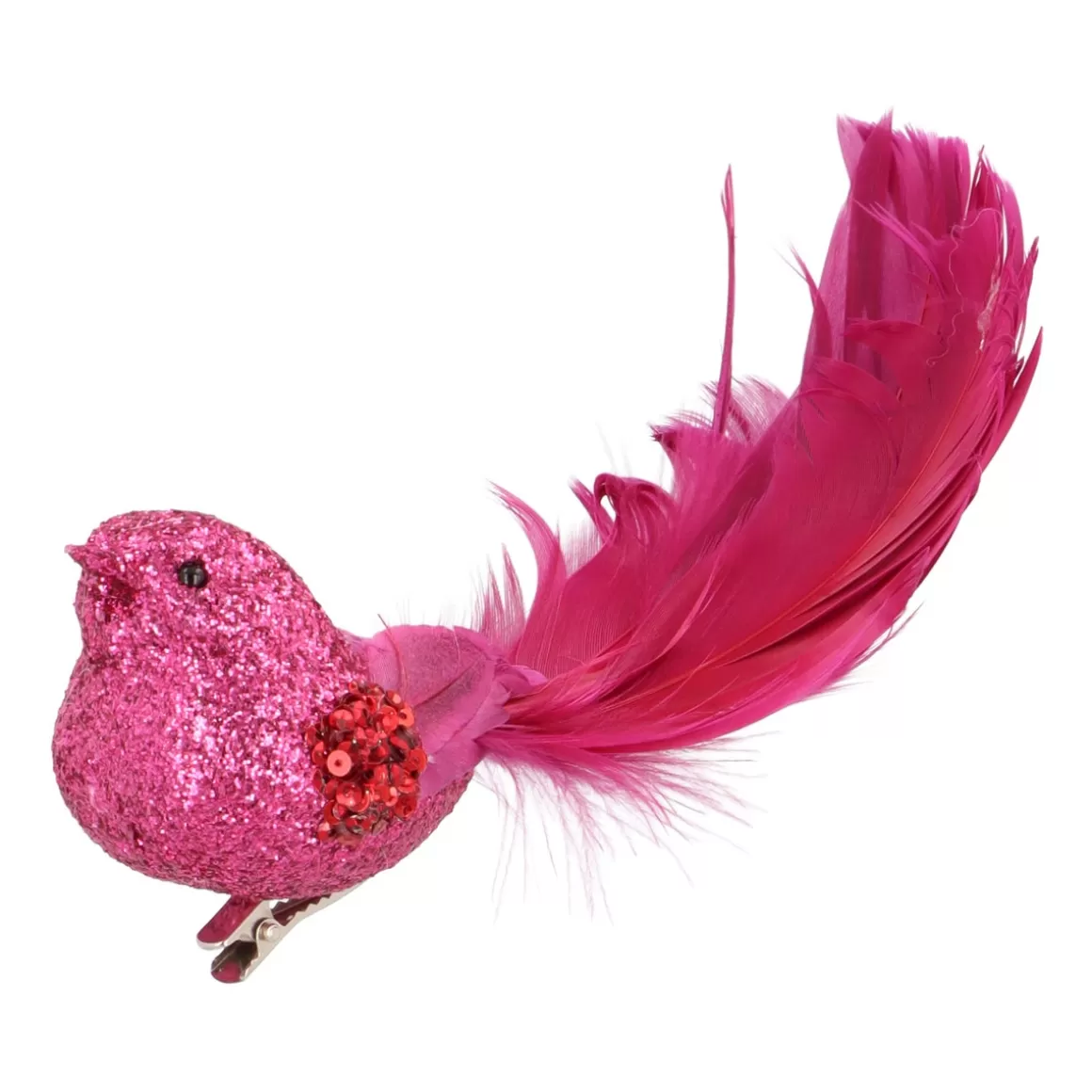 It's all about Christmas Clip On Tree Decorations-Pink Bird On A Clip With Soft Feathers