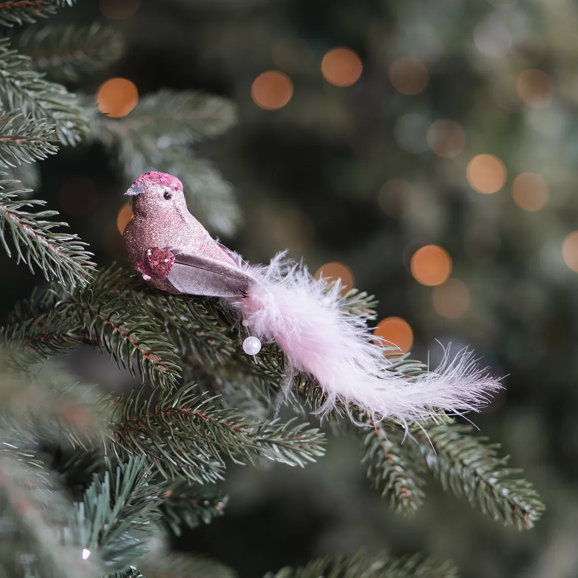 It's all about Christmas Clip On Tree Decorations-Pink Bird On A Clip With Soft Feathers