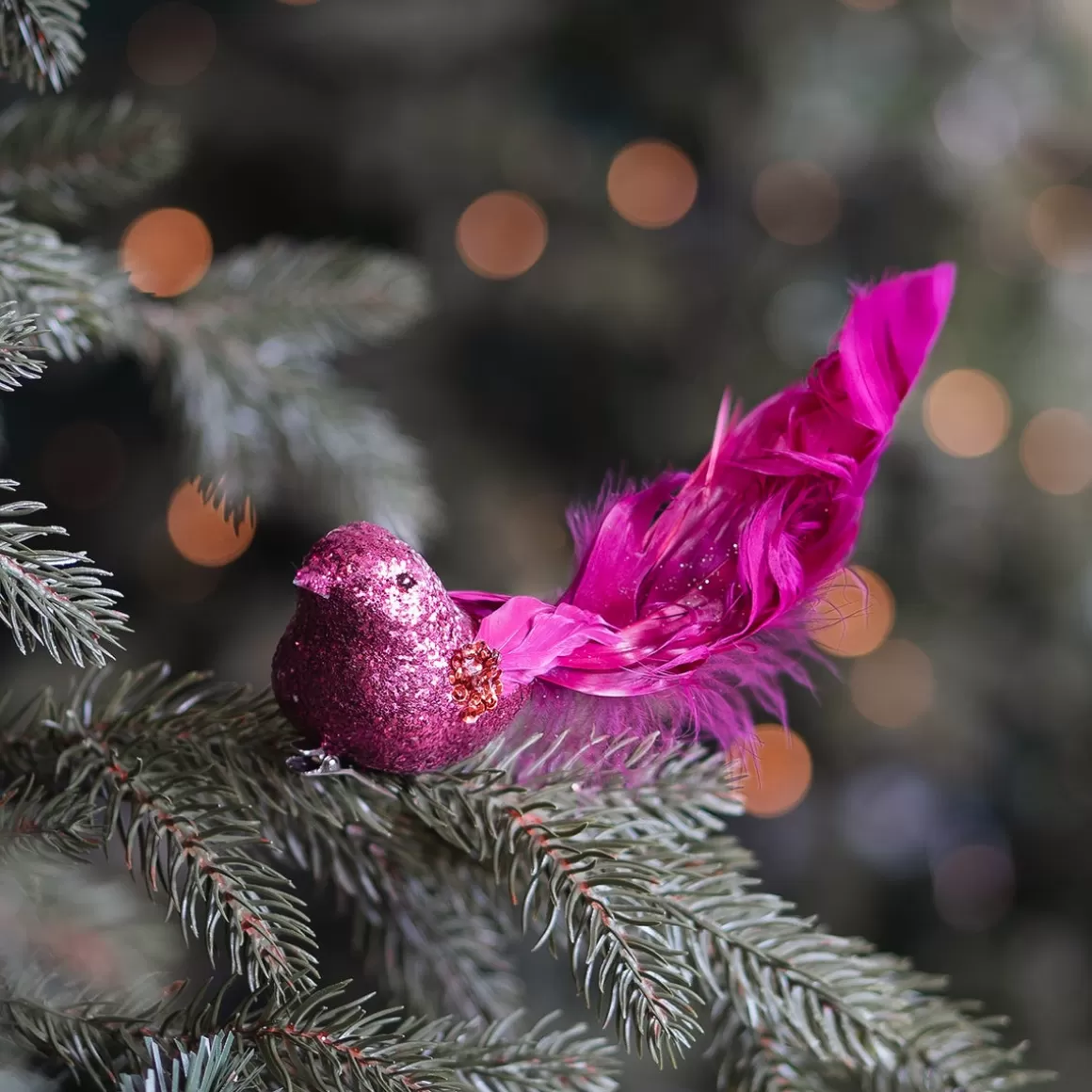 It's all about Christmas Clip On Tree Decorations-Pink Bird On A Clip With Soft Feathers