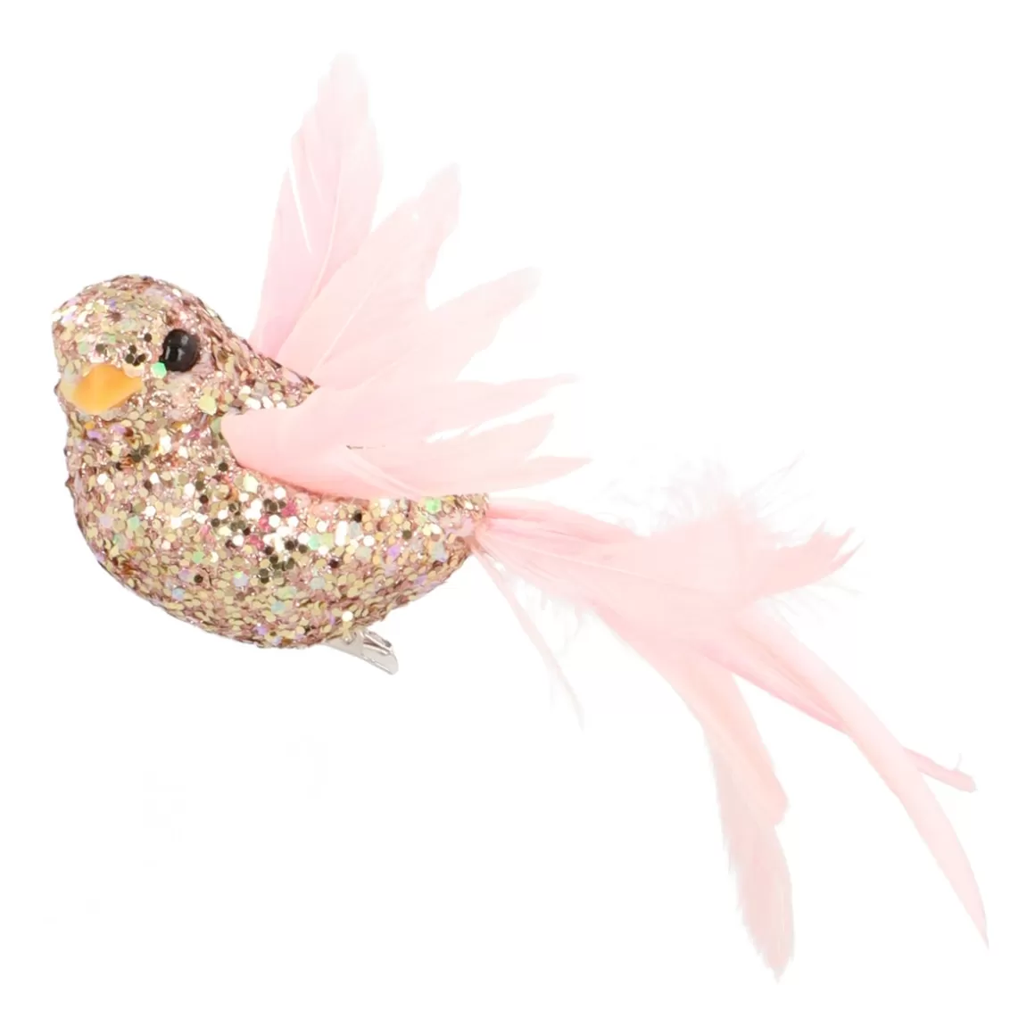 It's all about Christmas Clip On Tree Decorations-Pink Bird On A Clip With Sparkling Glitter