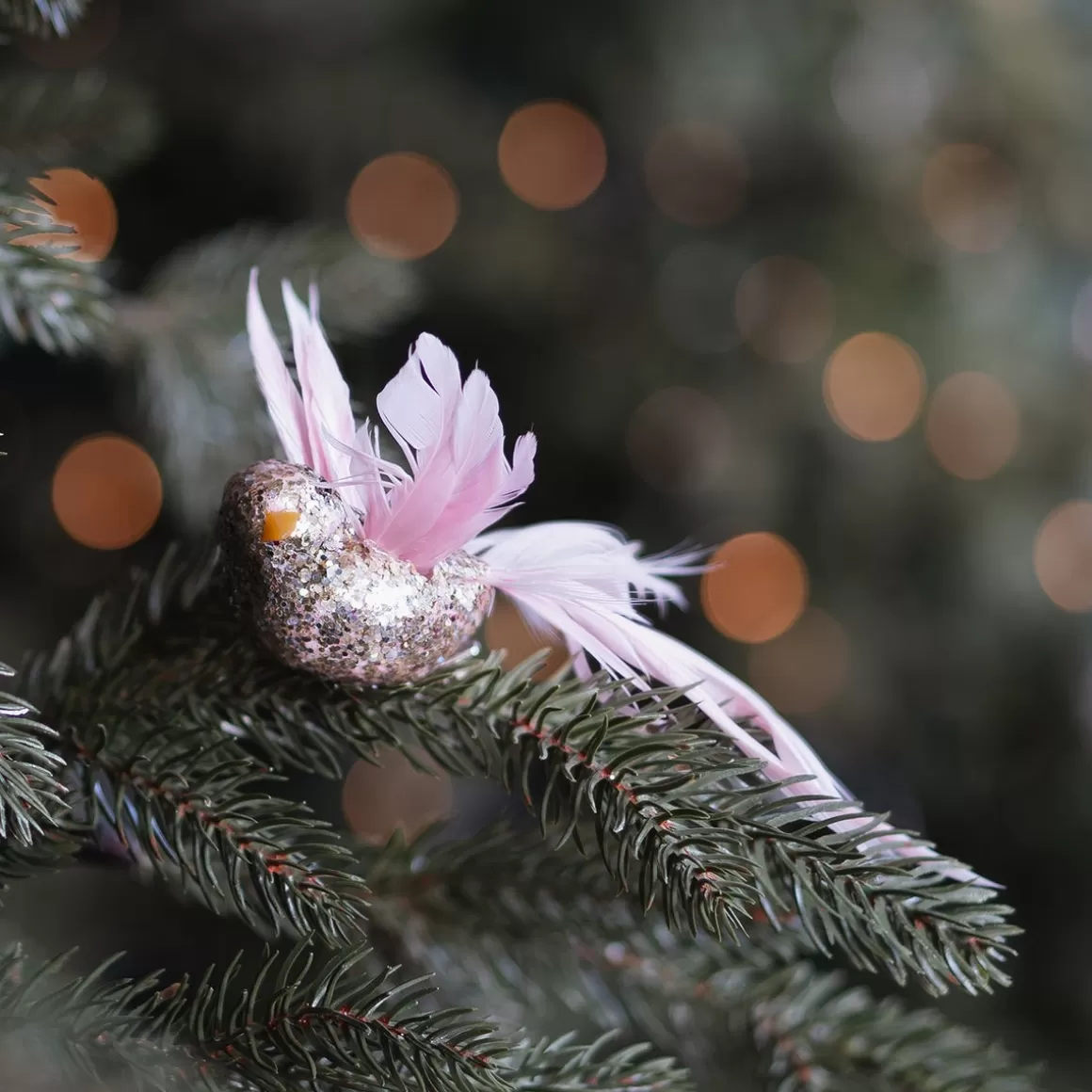 It's all about Christmas Clip On Tree Decorations-Pink Bird On A Clip With Sparkling Glitter