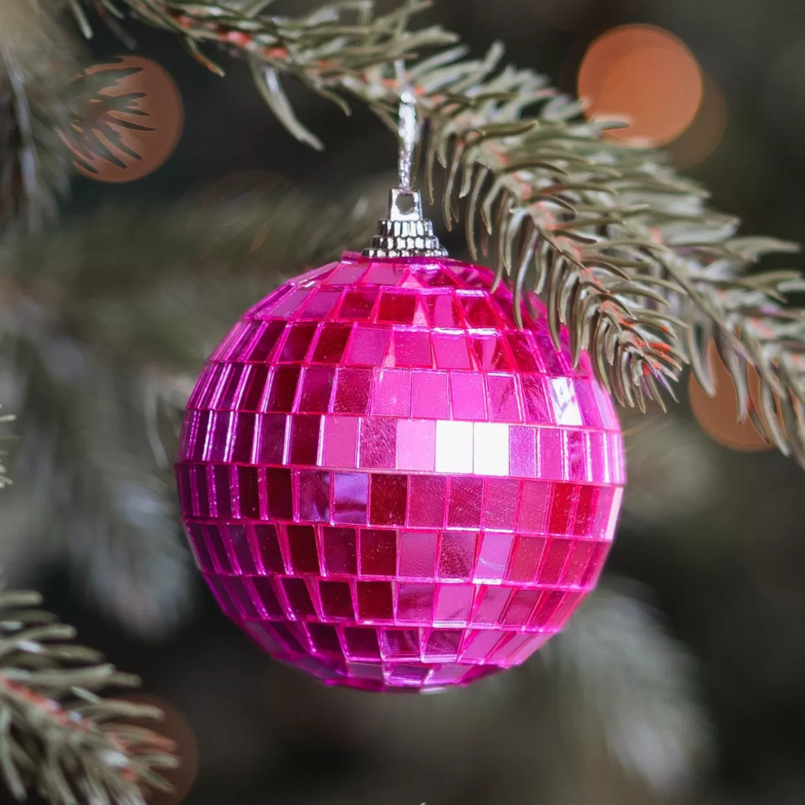 It's all about Christmas Plastic Christmas Baubles | Christmas Baubles By Colour-Pink Disco Christmas Bauble With Reflective Mirrors