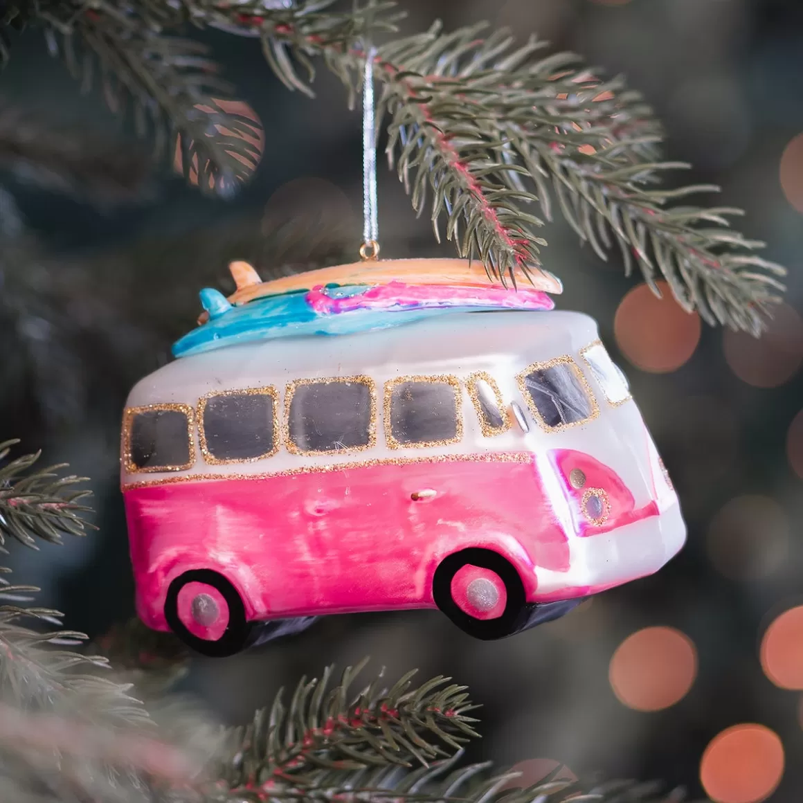 It's all about Christmas Christmas Ornaments-Pink Glass Ornament Hippie Van: For A Summery Christmas