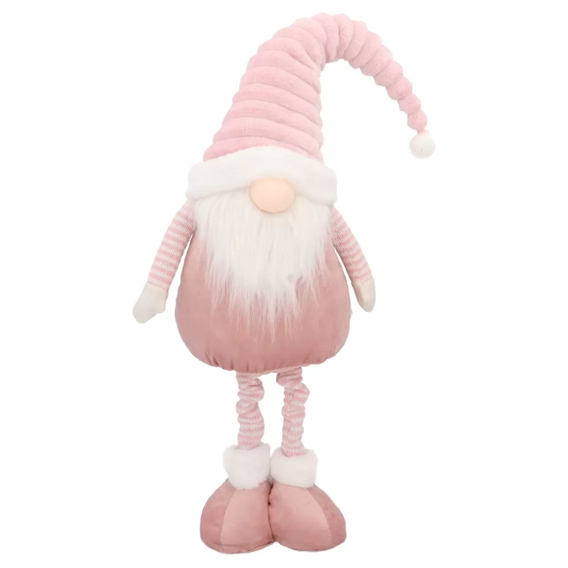 It's all about Christmas Christmas Figurines-Pink Gnome With Extendable Legs And Pointed Hat