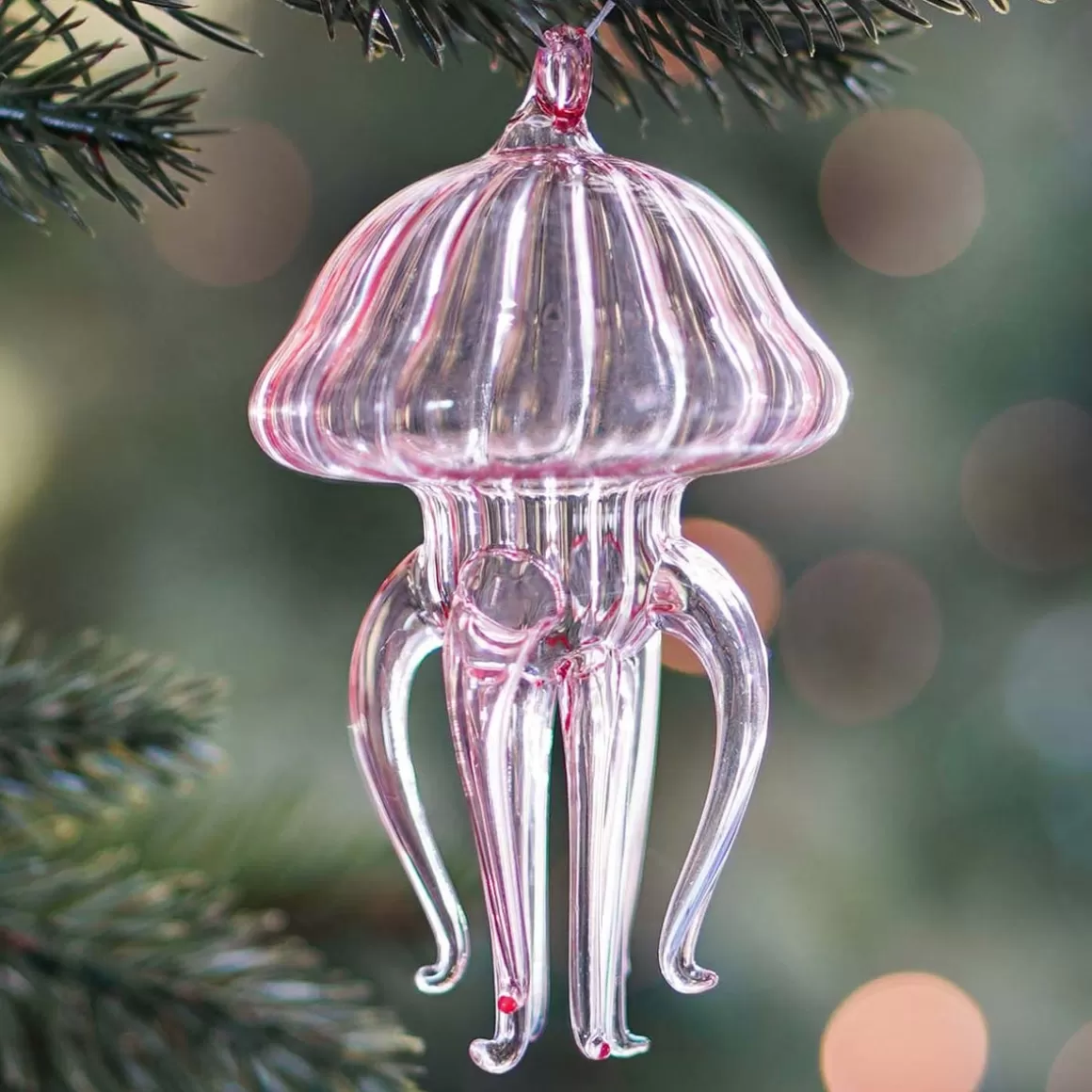 It's all about Christmas Christmas Ornaments-Pink Jellyfish Christmas Ornament | Glass | 12 Cm