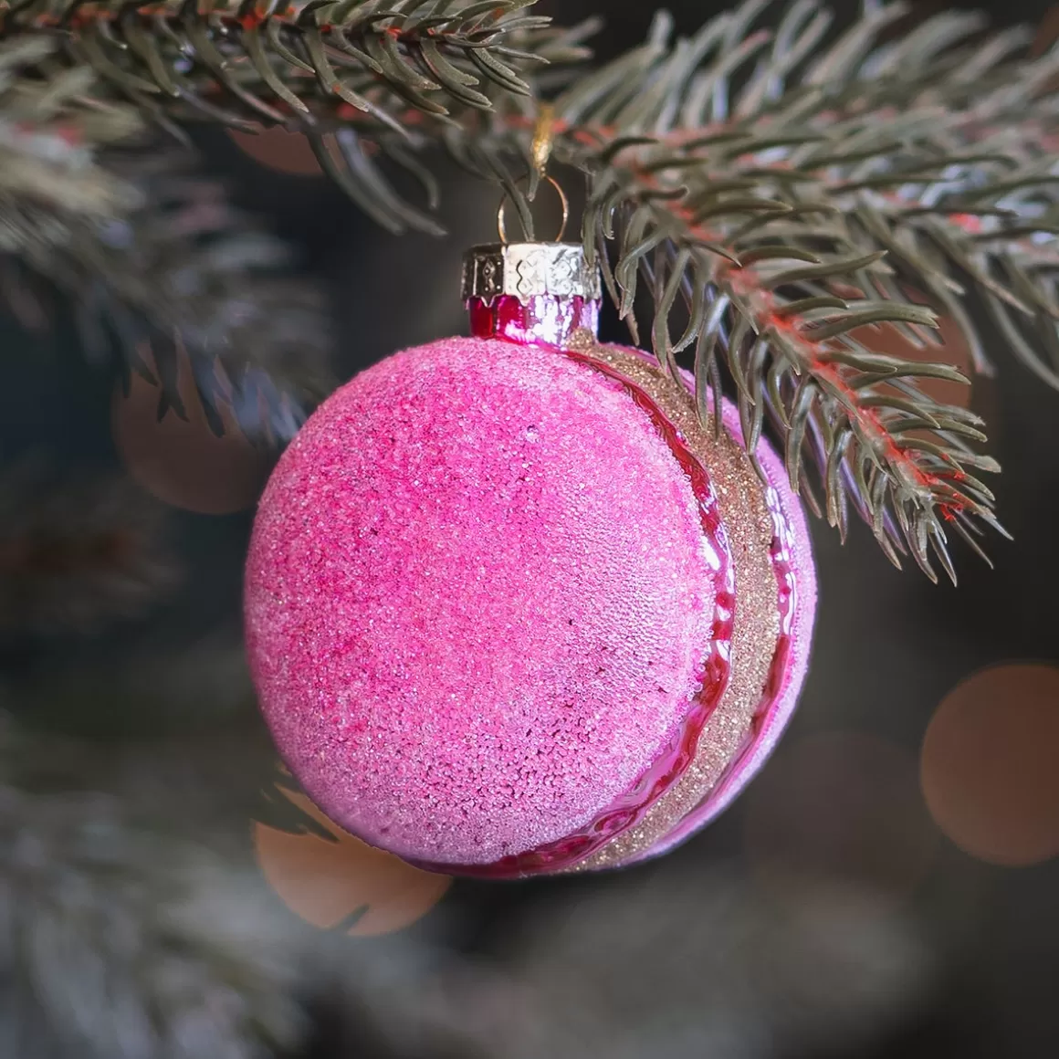 It's all about Christmas Christmastree Decorations Glass | Christmas Ornaments-Pink Macaron Christmas Ornament