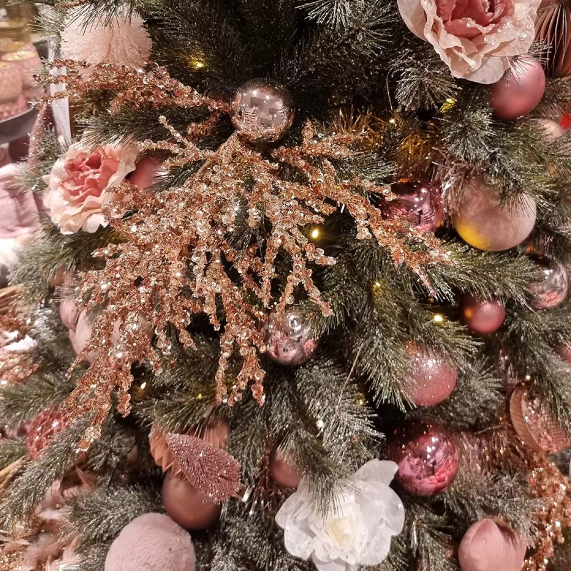 It's all about Christmas All Christmas Decorations | Decorative Branches-Pink Shimmery Sequin Branch | 43 Cm