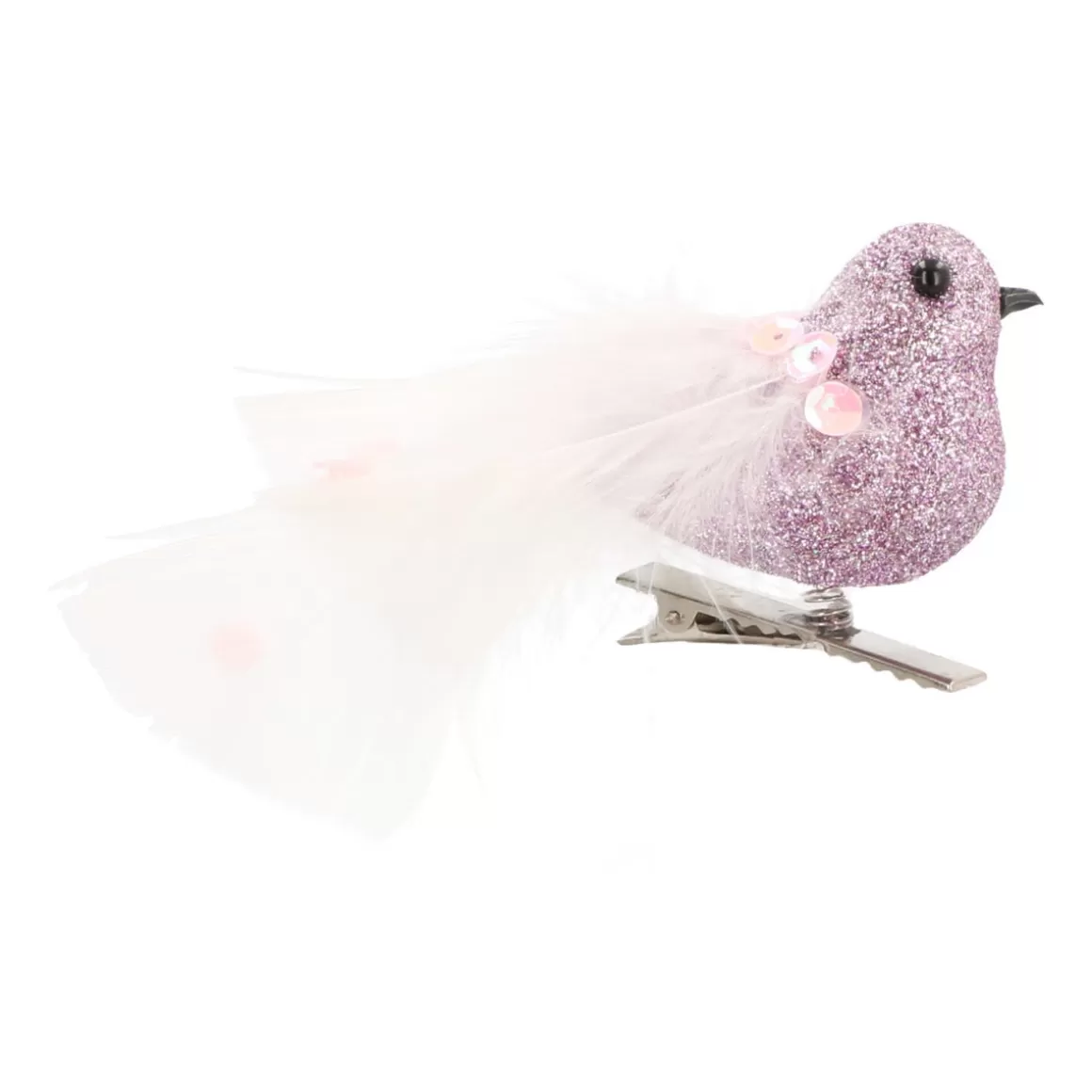 It's all about Christmas Clip On Tree Decorations-Pink White Clip On Bird Ornament | 15 Cm