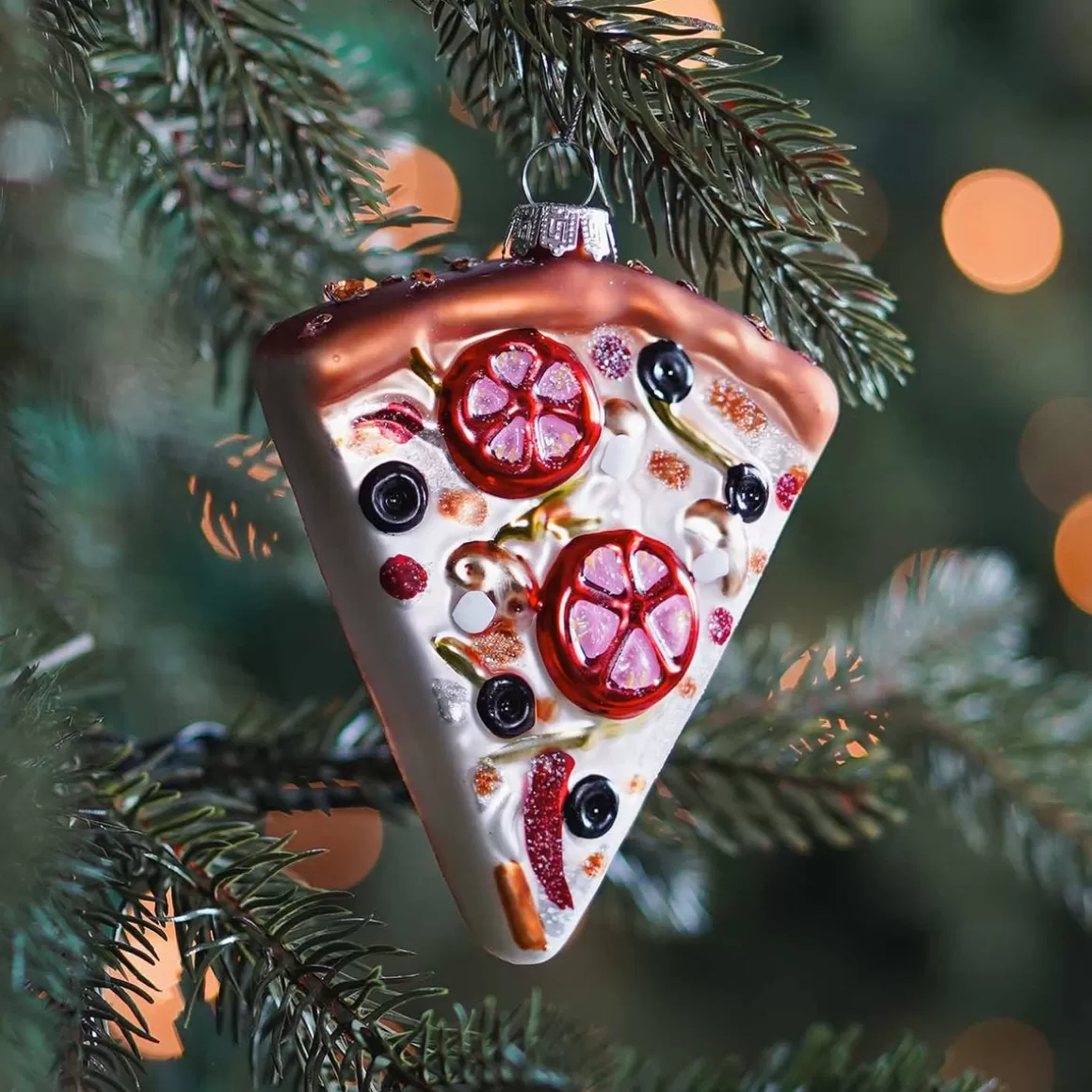 It's all about Christmas Christmas Ornaments-Pizza Slice Christmas Ornament | Glass | 11 Cm