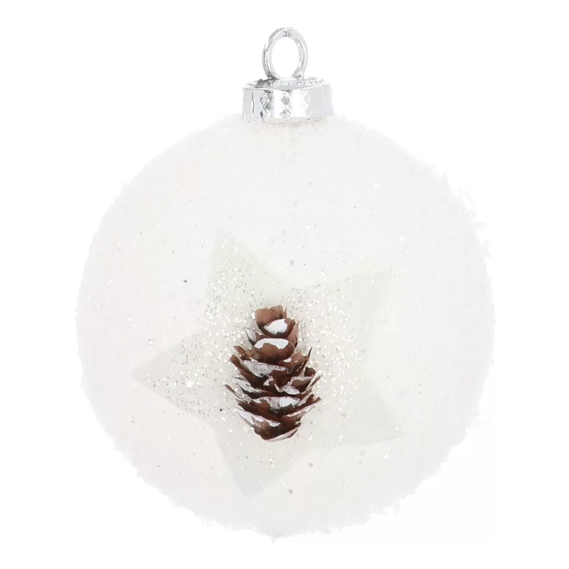 It's all about Christmas Extraordinary Baubles | Plastic Christmas Baubles-Plastic Christmas Bauble With Star 8 Cm White