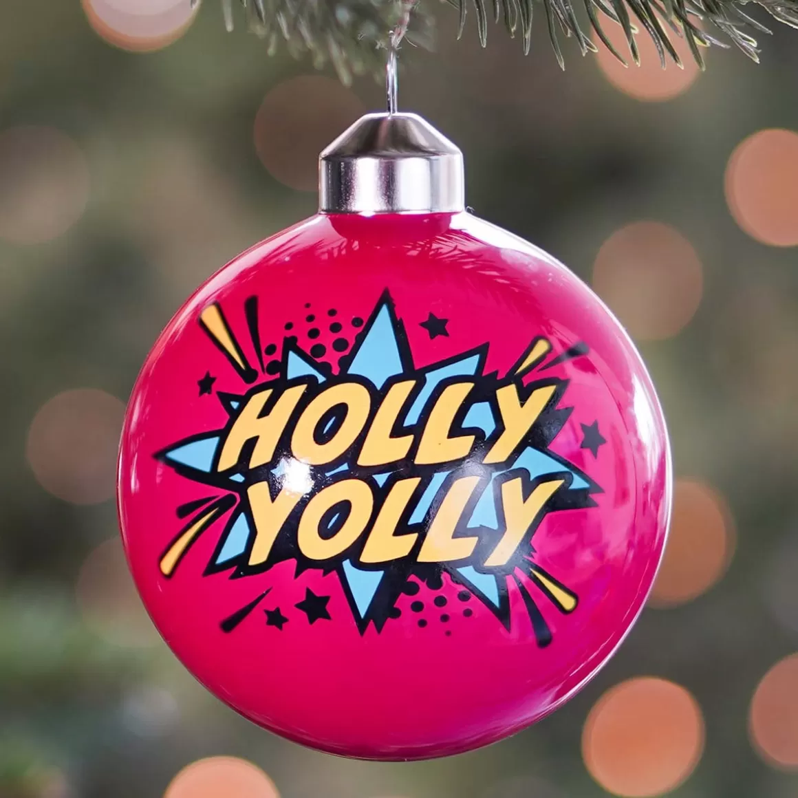 It's all about Christmas Extraordinary Baubles | Christmas Baubles By Colour-Pop-art Christmas Bauble "Holly Jolly" | Glass | Green | 8 Cm