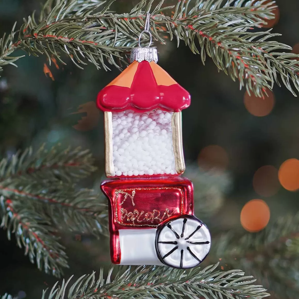 It's all about Christmas Christmas Ornaments-Popcorn Machine Glass Hanging Figurine 12cm Red