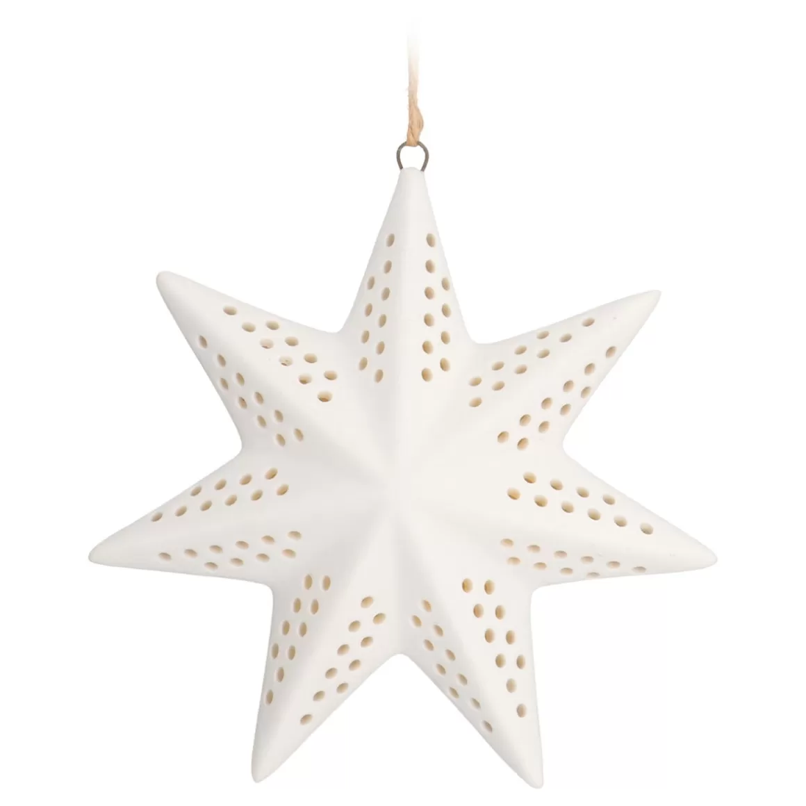 It's all about Christmas Christmas Ornaments-Porcelain Christmas Star With Warm White LED Light