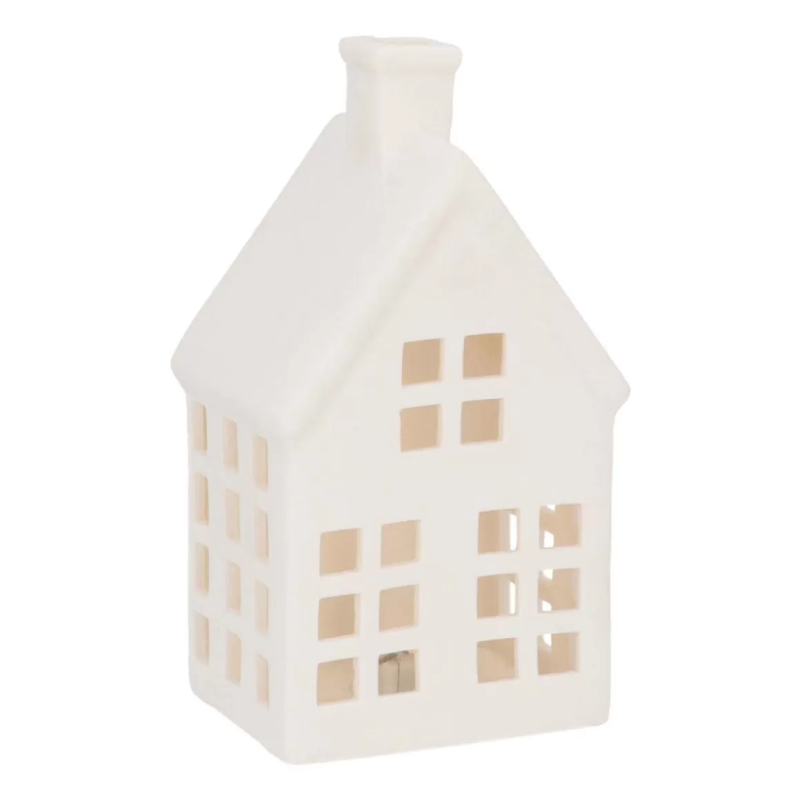 It's all about Christmas All Christmas Decorations | Christmas Houses In All Shapes And Sizes-Porcelain House With LED | 19 Cm | White