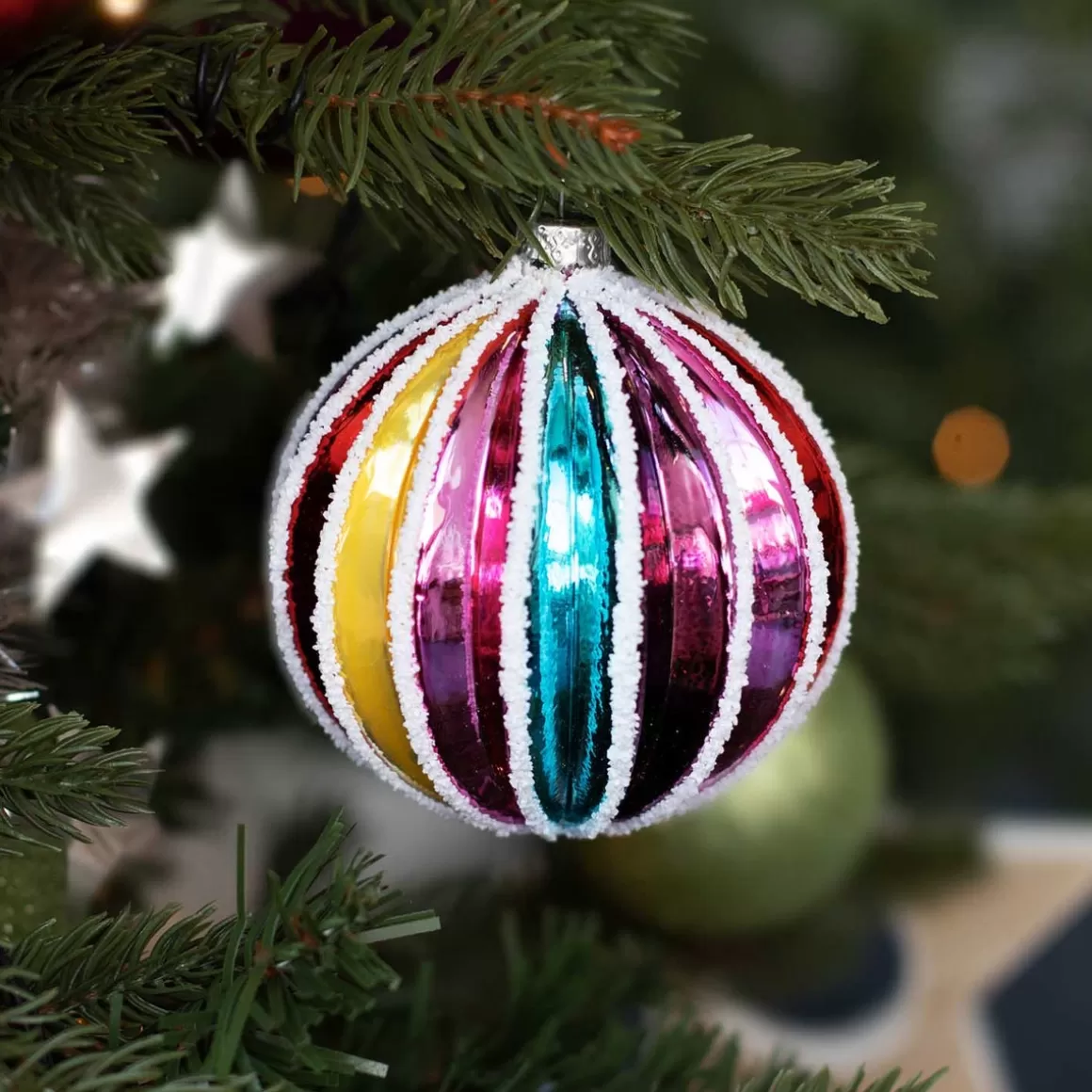 It's all about Christmas Extraordinary Baubles | Christmas Baubles By Colour-Rainbow Glass Christmas Bauble 8cm