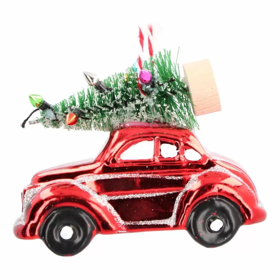 It's all about Christmas Christmas Ornaments-Red Beetle With Christmas Tree Hanging Decoration 10cm
