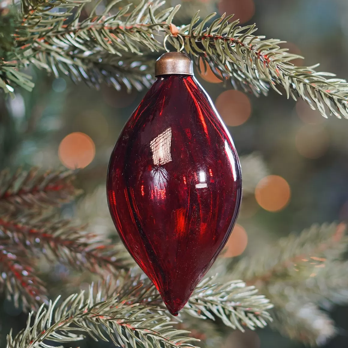 It's all about Christmas Christmas Baubles By Colour | Extraordinary Baubles-Red Christmas Icicle With Traditional Swirls