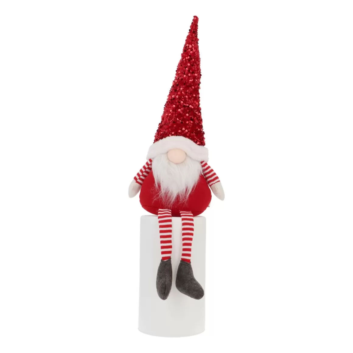 It's all about Christmas Christmas Figurines-Red Gnome With Dangling Legs And Sequin Hat