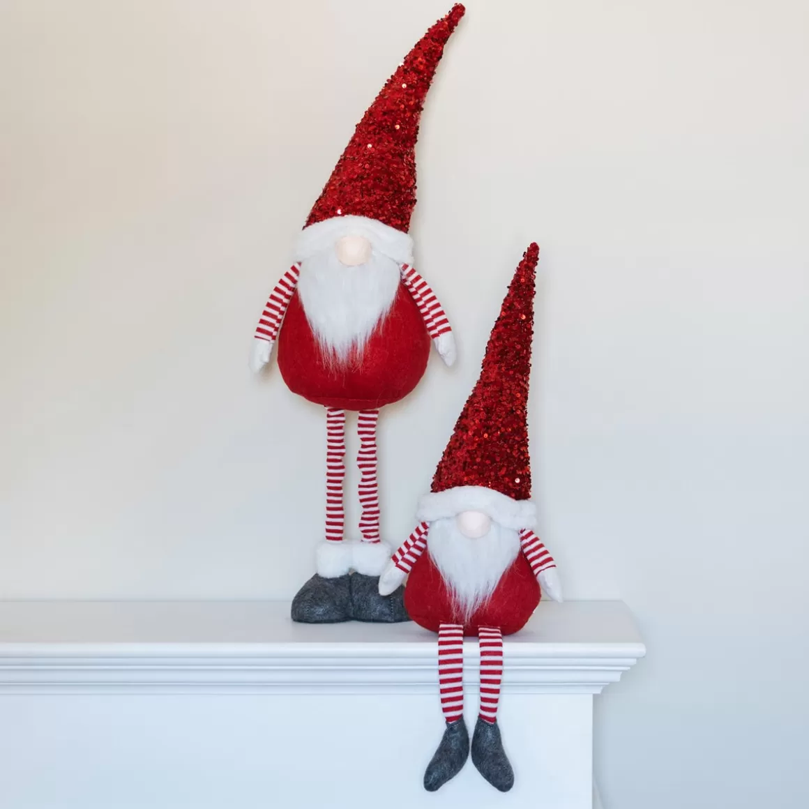 It's all about Christmas Christmas Figurines-Red Gnome With Dangling Legs And Sequin Hat