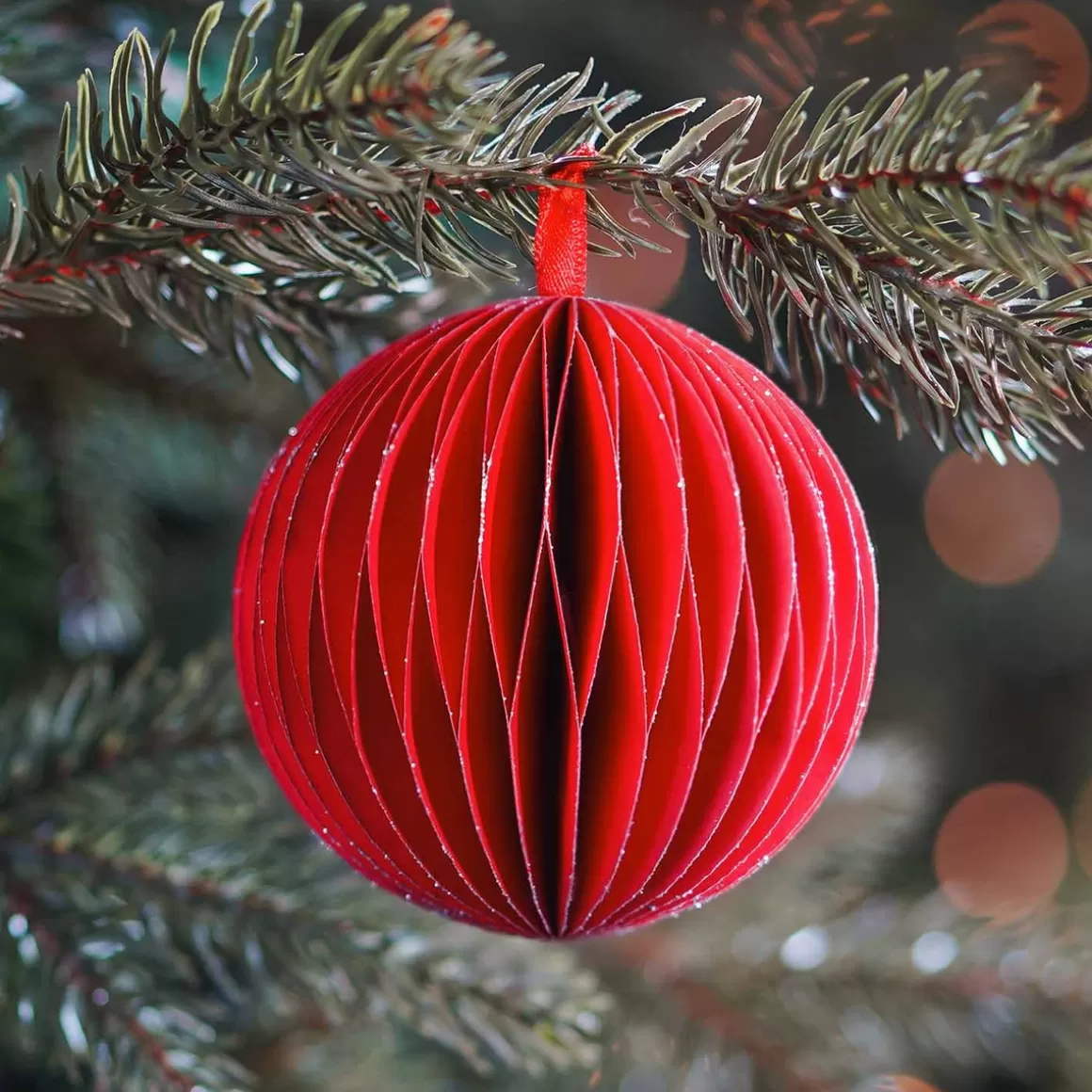 It's all about Christmas Christmas Ornaments | Paper Christmas Baubles-Red Paper Christmas Bauble 8 Cm